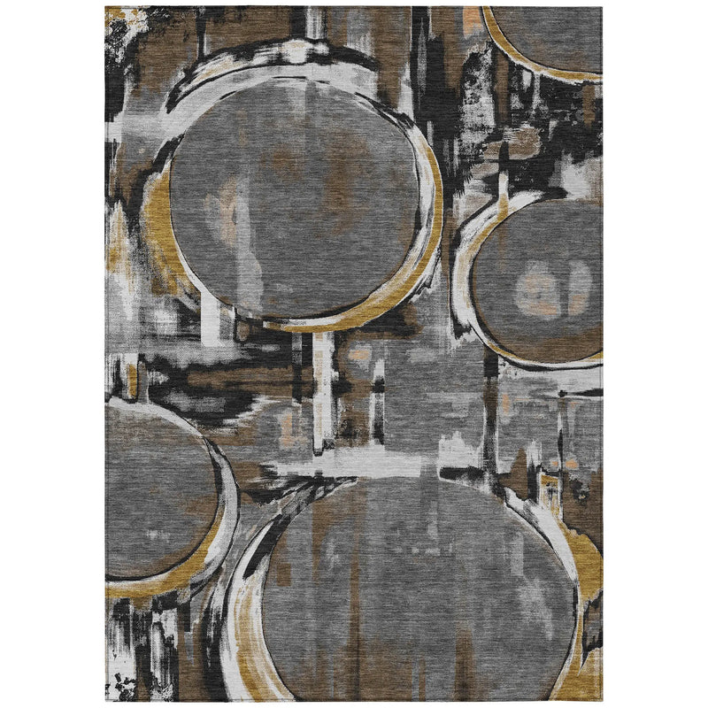 5' X 8' Gray And Graphite Abstract Washable Indoor Outdoor Area Rug Homeroots Outdoor