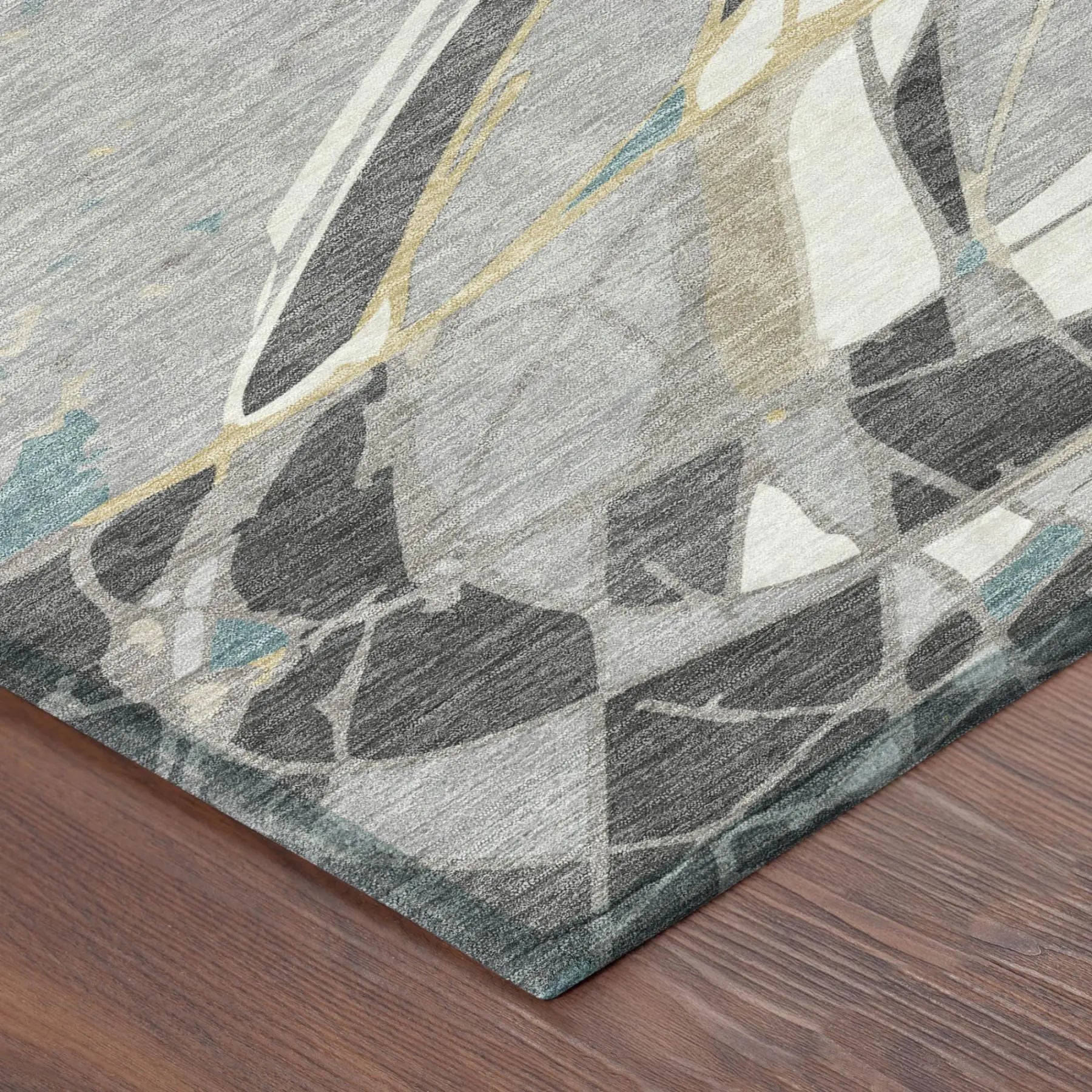 5' X 8' Gray And Graphite Abstract Washable Indoor Outdoor Area Rug Homeroots Outdoor