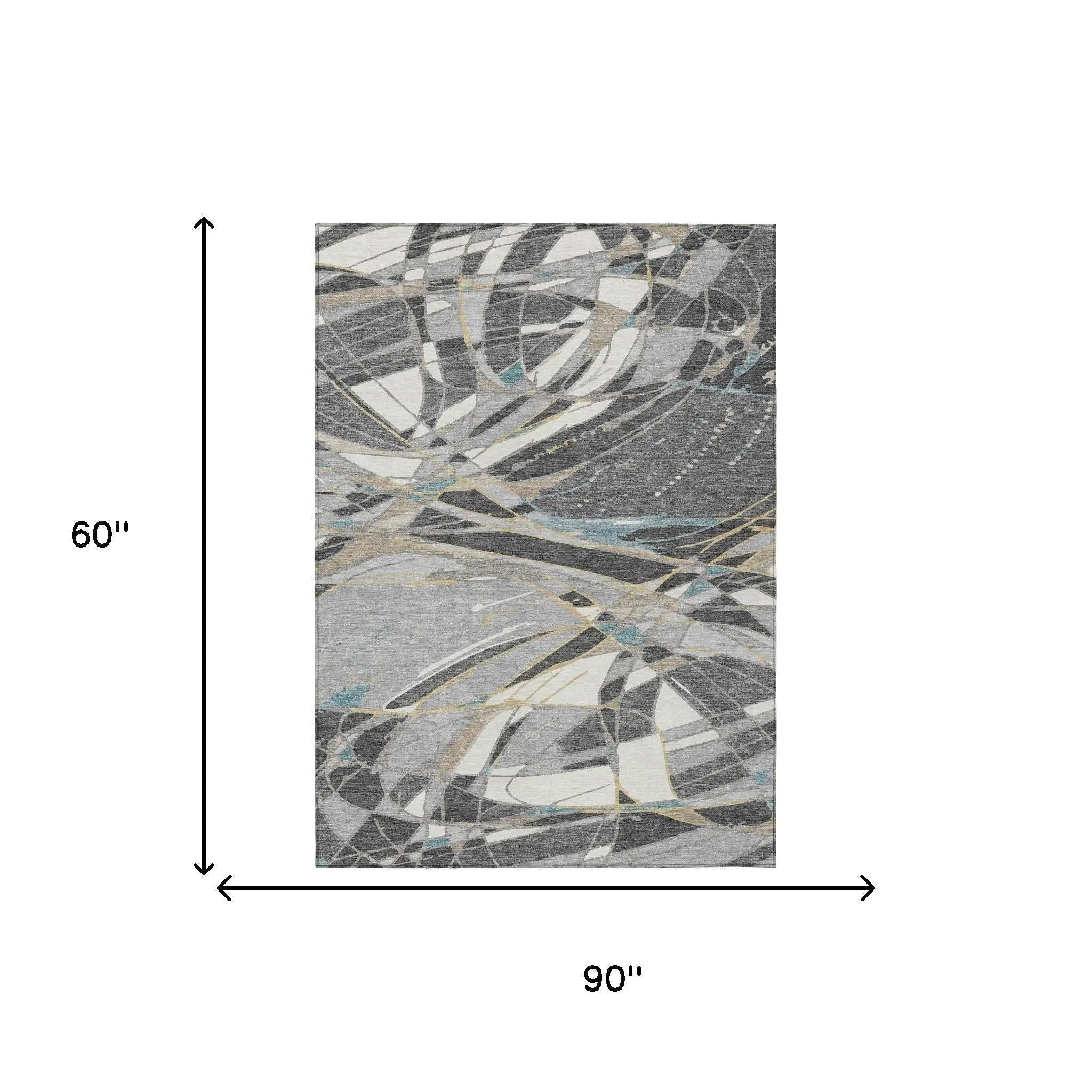 5' X 8' Gray And Graphite Abstract Washable Indoor Outdoor Area Rug Homeroots Outdoor