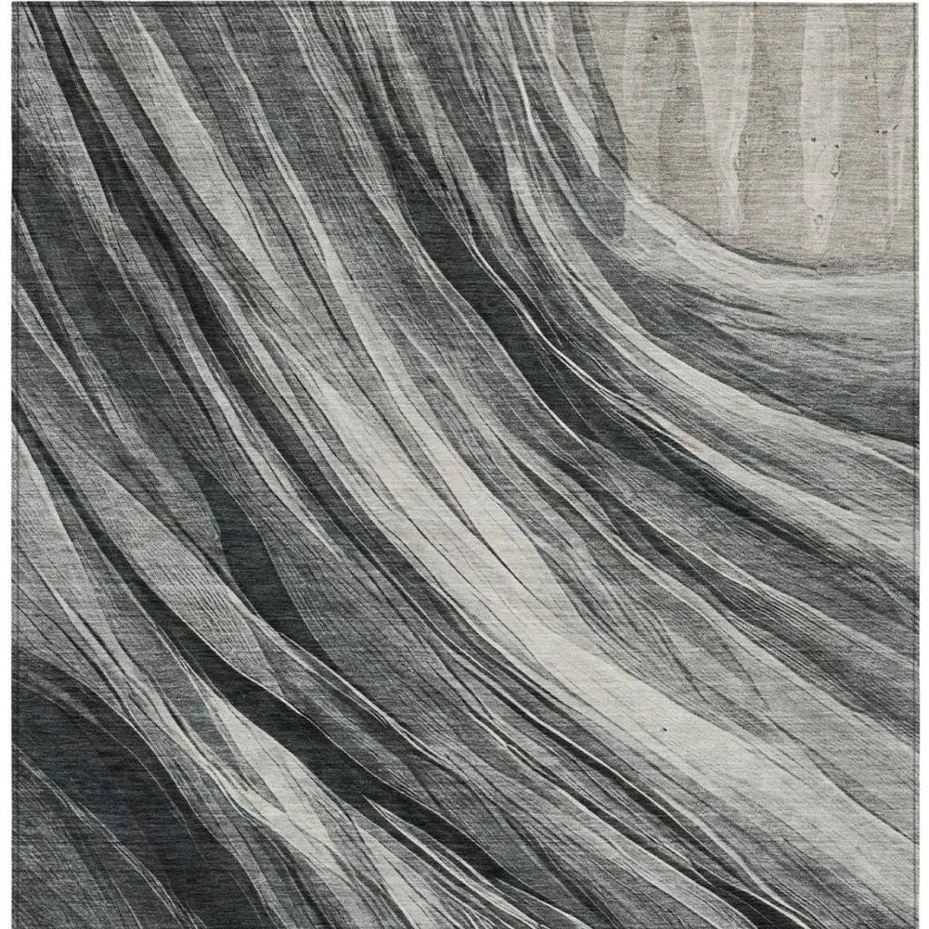 5' X 8' Gray And Graphite Abstract Washable Indoor Outdoor Area Rug Homeroots Outdoor