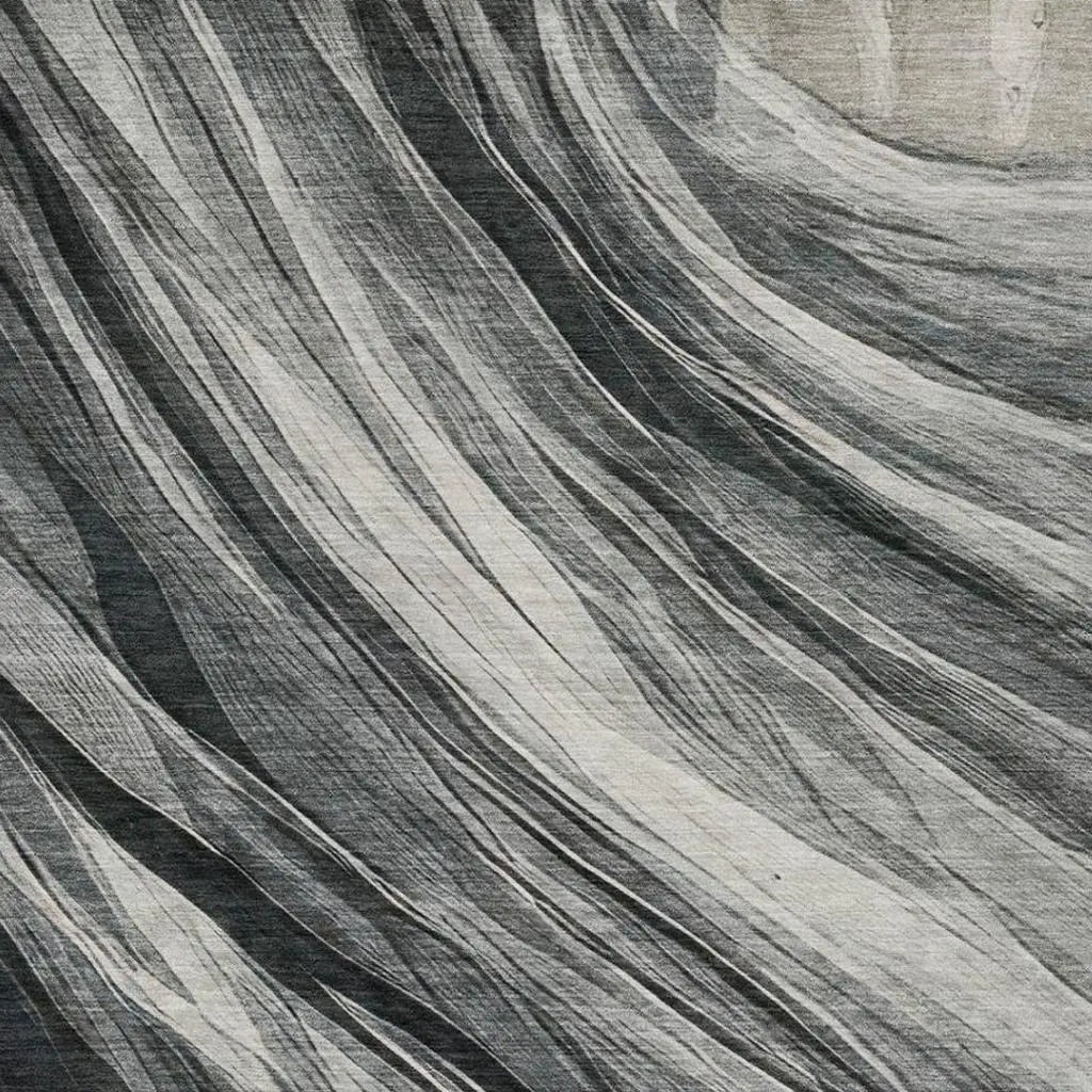 5' X 8' Gray And Graphite Abstract Washable Indoor Outdoor Area Rug Homeroots Outdoor
