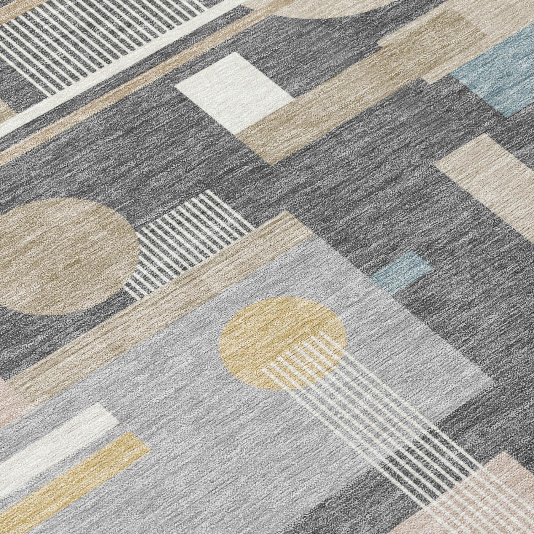 5' X 8' Gray And Graphite Geometric Washable Indoor Outdoor Area Rug Homeroots Outdoor