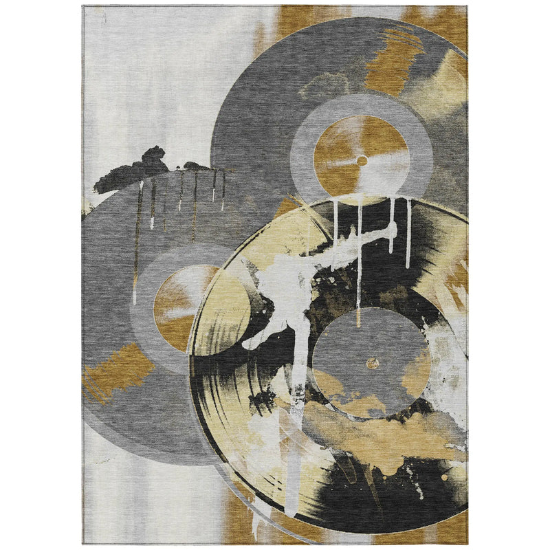 5' X 8' Gray And Graphite Geometric Washable Indoor Outdoor Area Rug Homeroots Outdoor