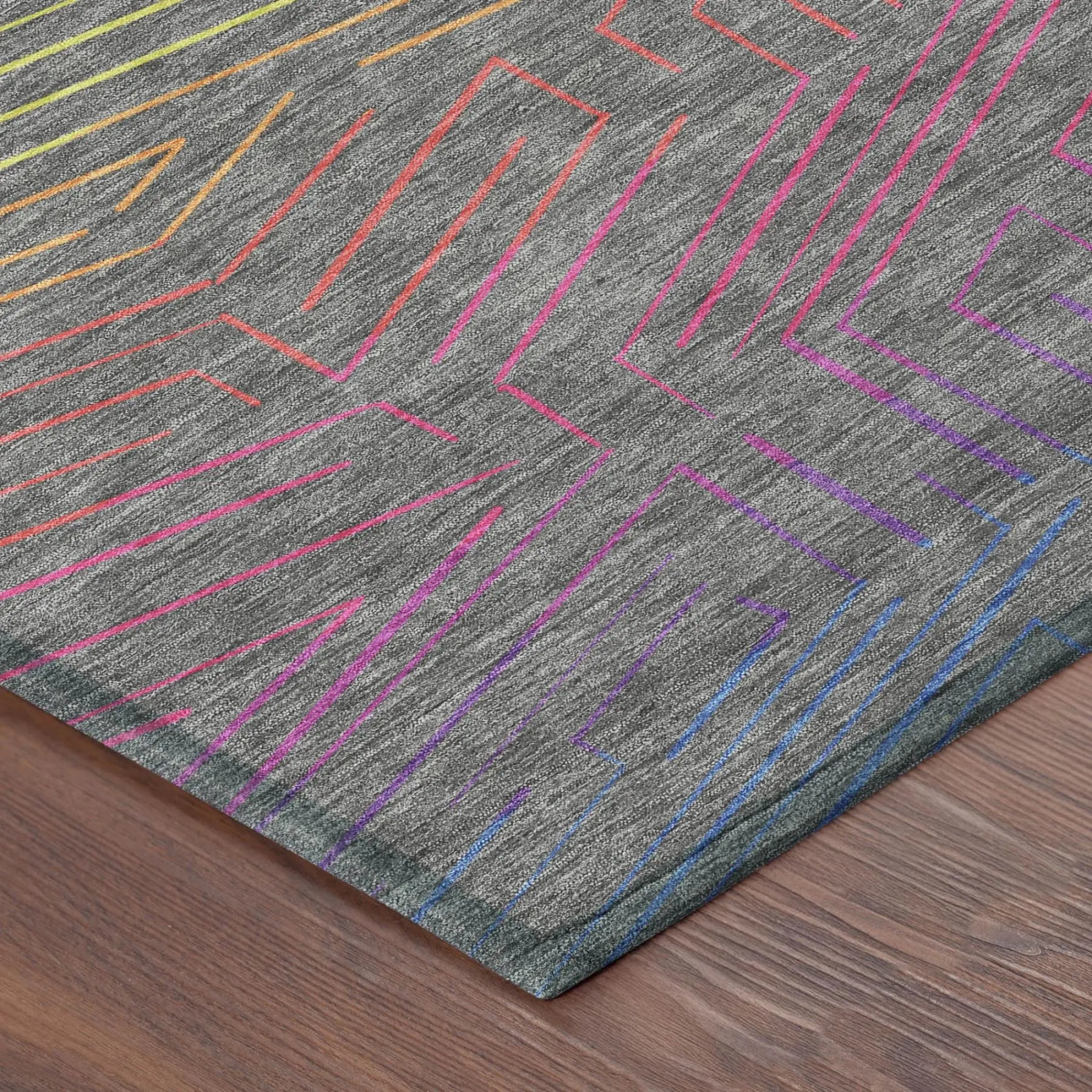 5' X 8' Gray And Graphite Geometric Washable Indoor Outdoor Area Rug Homeroots Outdoor