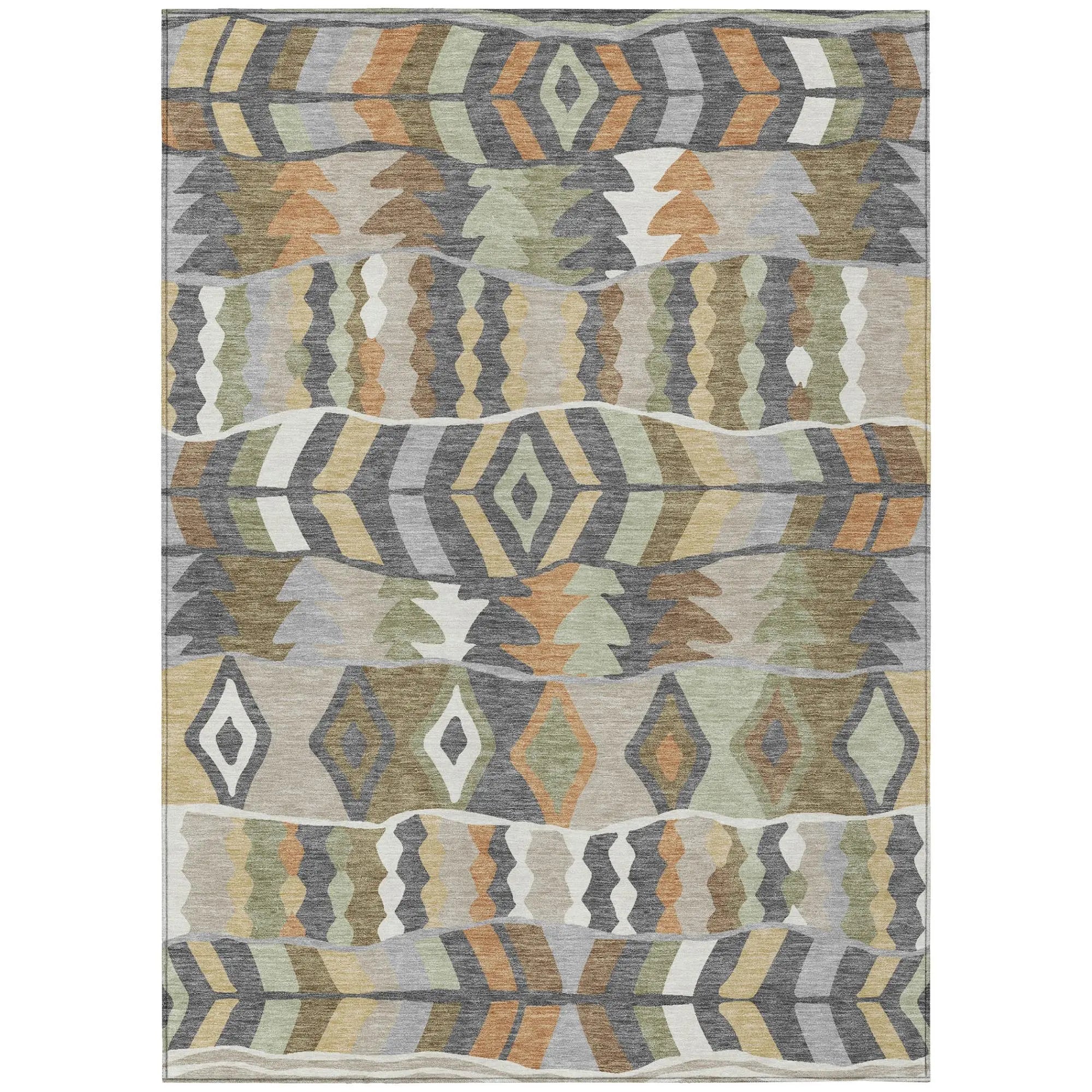 5' X 8' Gray And Graphite Geometric Washable Indoor Outdoor Area Rug Homeroots Outdoor