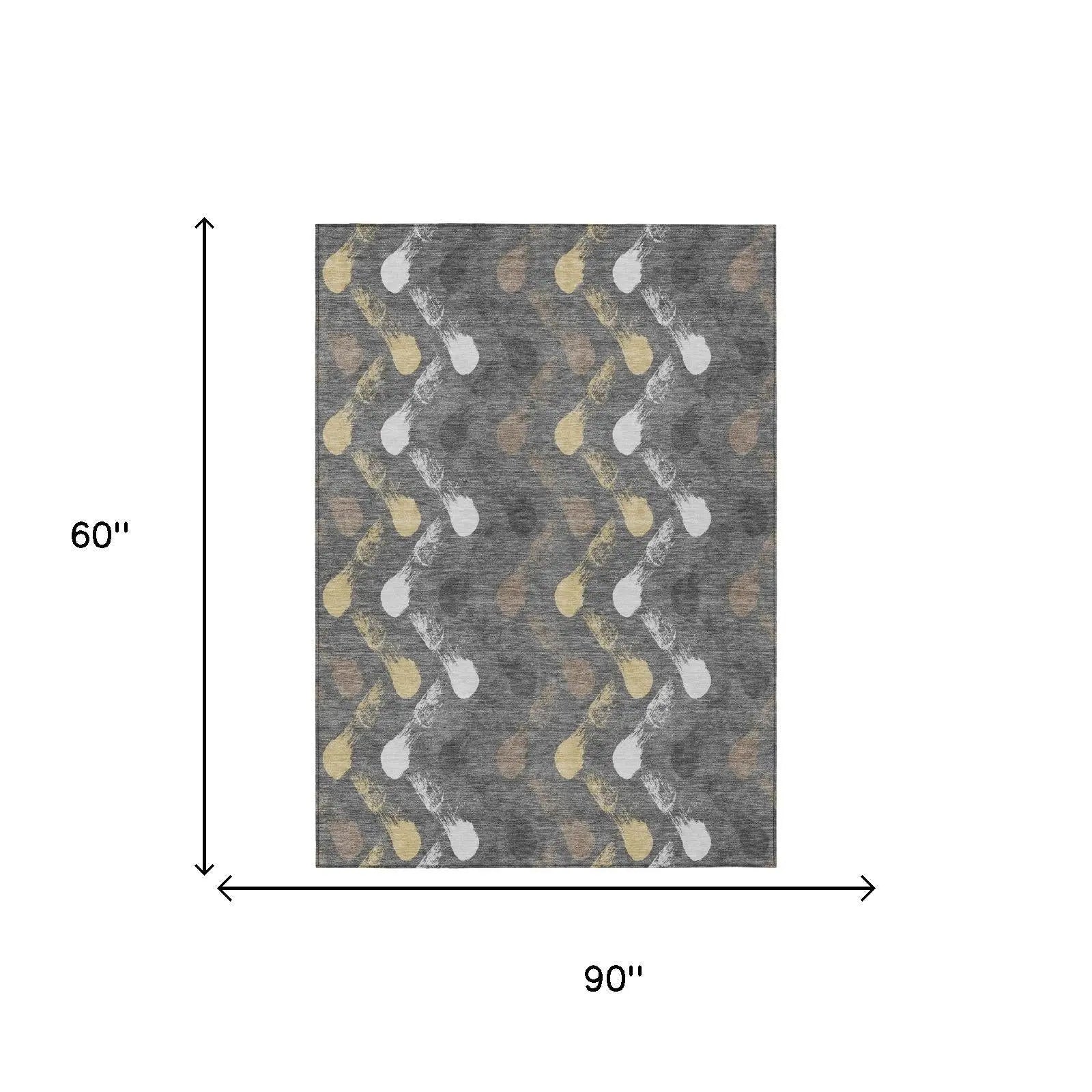 5' X 8' Gray And Graphite Geometric Washable Indoor Outdoor Area Rug Homeroots Outdoor