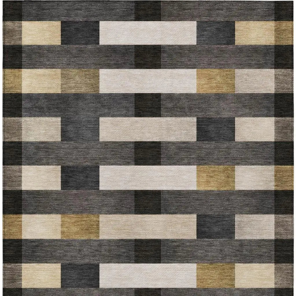 5' X 8' Gray And Graphite Striped Washable Indoor Outdoor Area Rug Homeroots Outdoor