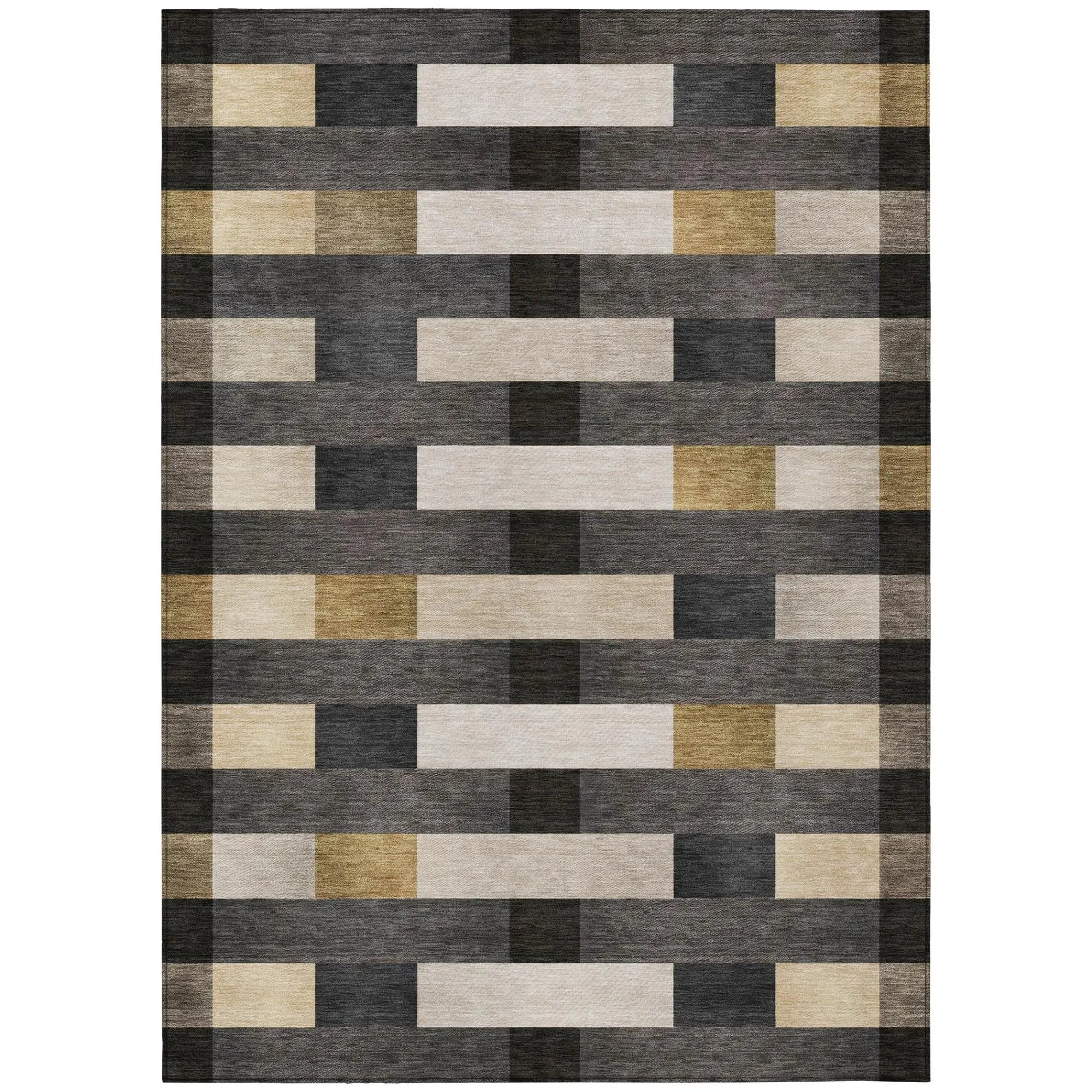 5' X 8' Gray And Graphite Striped Washable Indoor Outdoor Area Rug Homeroots Outdoor