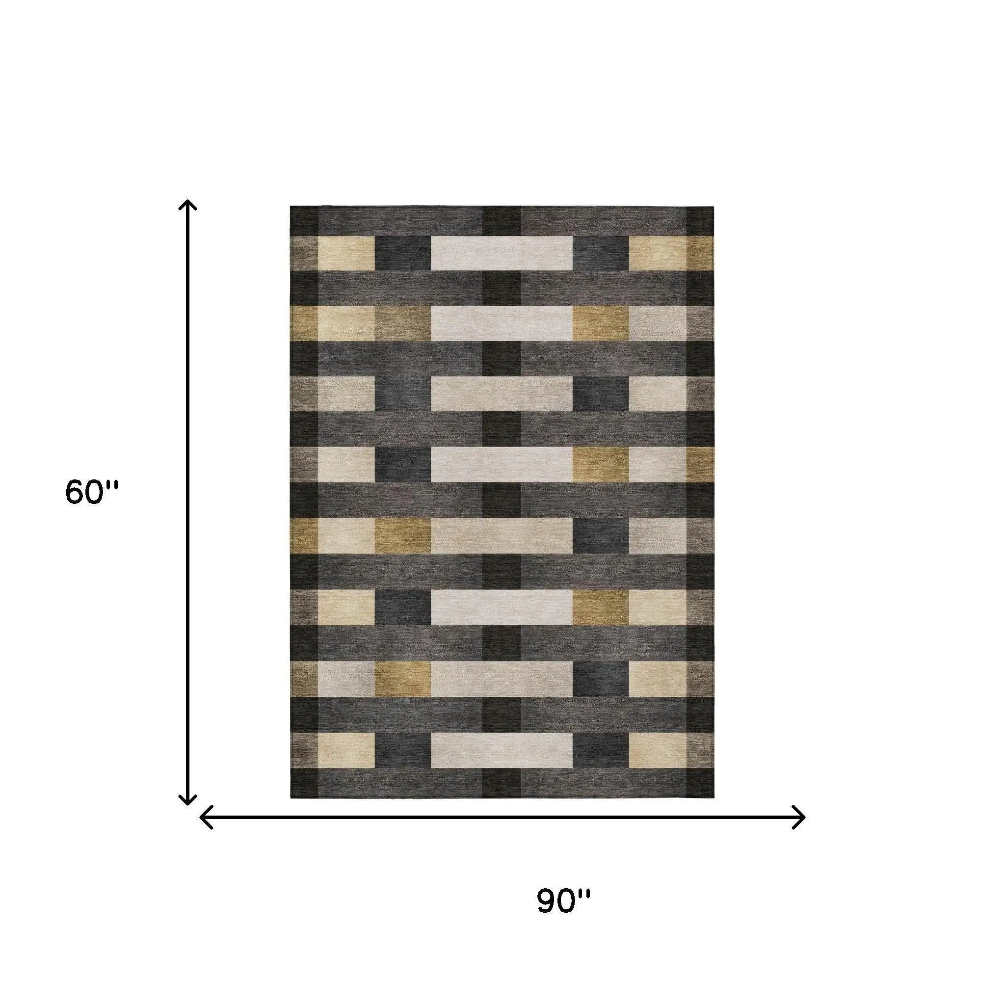 5' X 8' Gray And Graphite Striped Washable Indoor Outdoor Area Rug Homeroots Outdoor