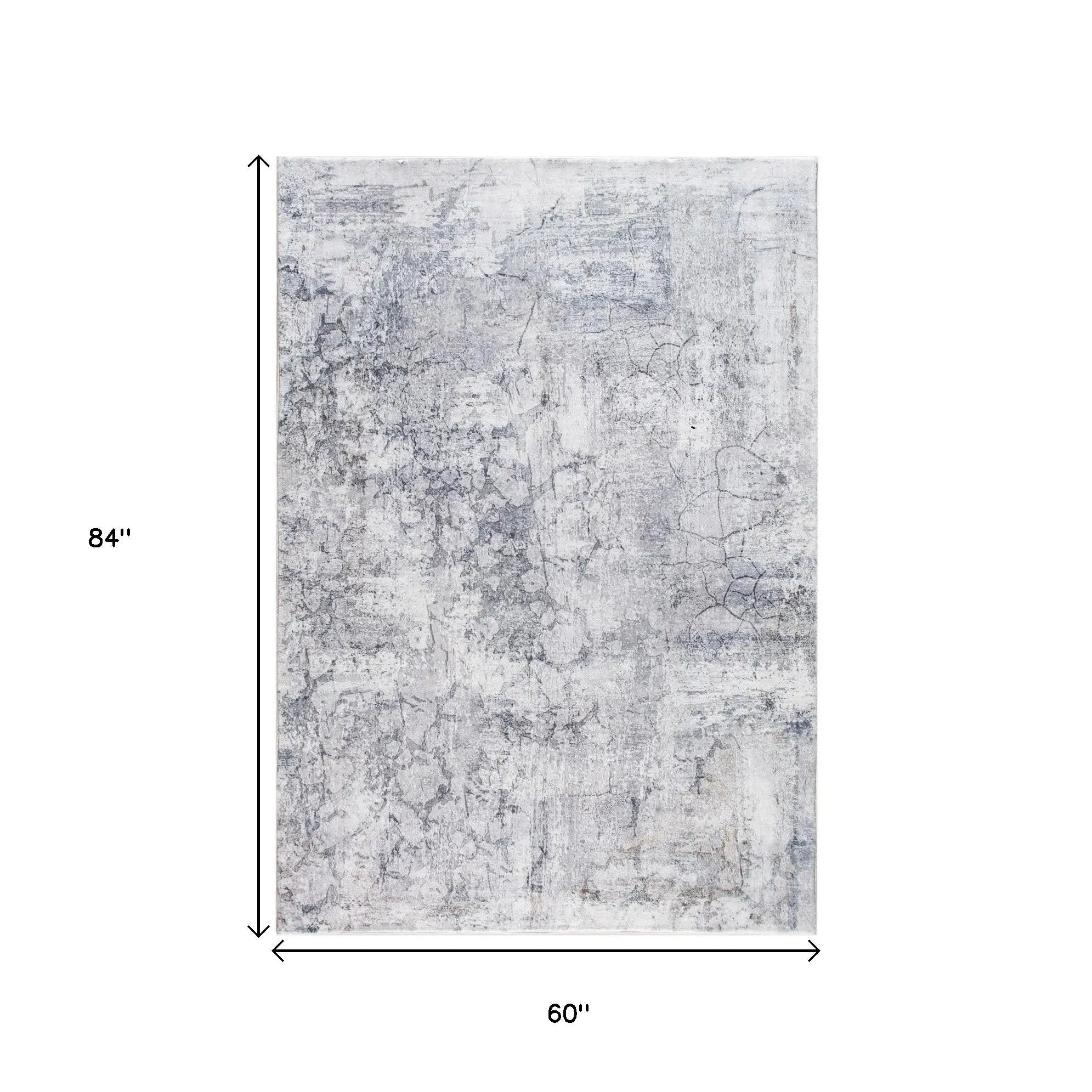 5' X 8' Gray And Ivory Abstract Area Rug Homeroots Home Decor