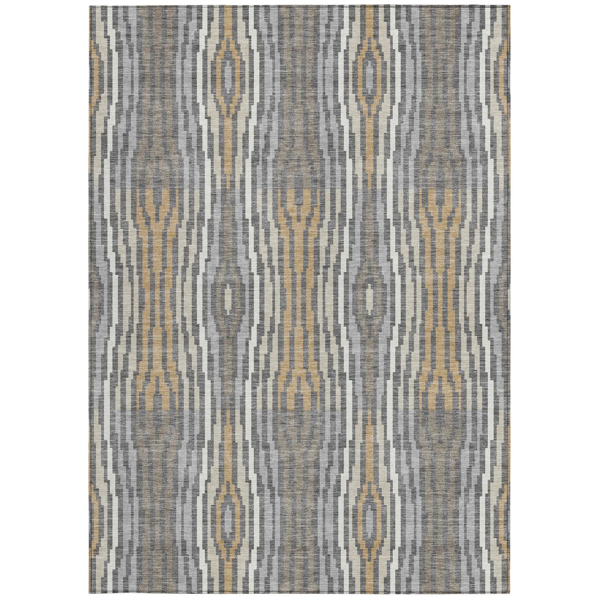 5' X 8' Gray And Ivory Abstract Washable Indoor Outdoor Area Rug Homeroots Outdoor