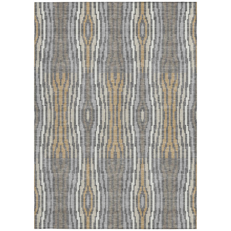 5' X 8' Gray And Ivory Abstract Washable Indoor Outdoor Area Rug Homeroots Outdoor