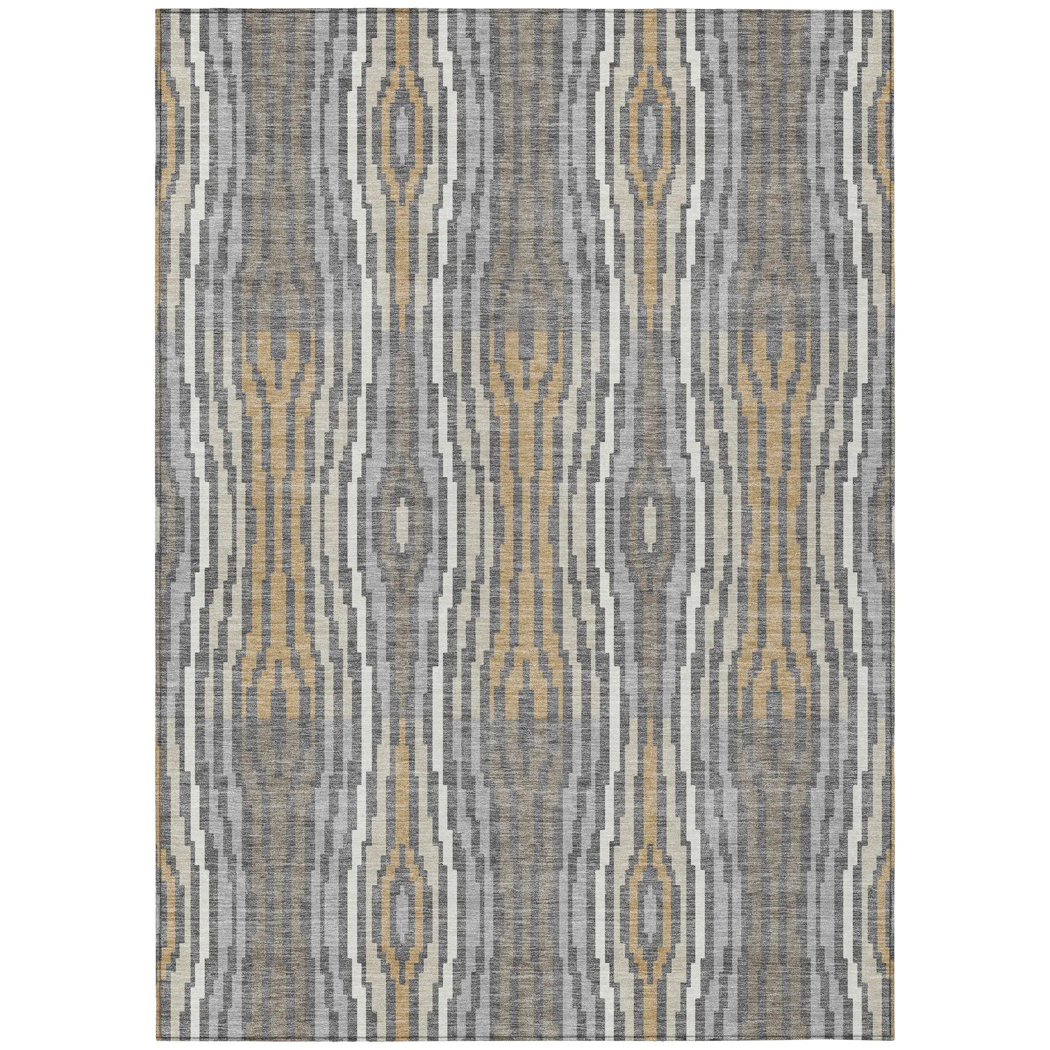 5' X 8' Gray And Ivory Abstract Washable Indoor Outdoor Area Rug Homeroots Outdoor