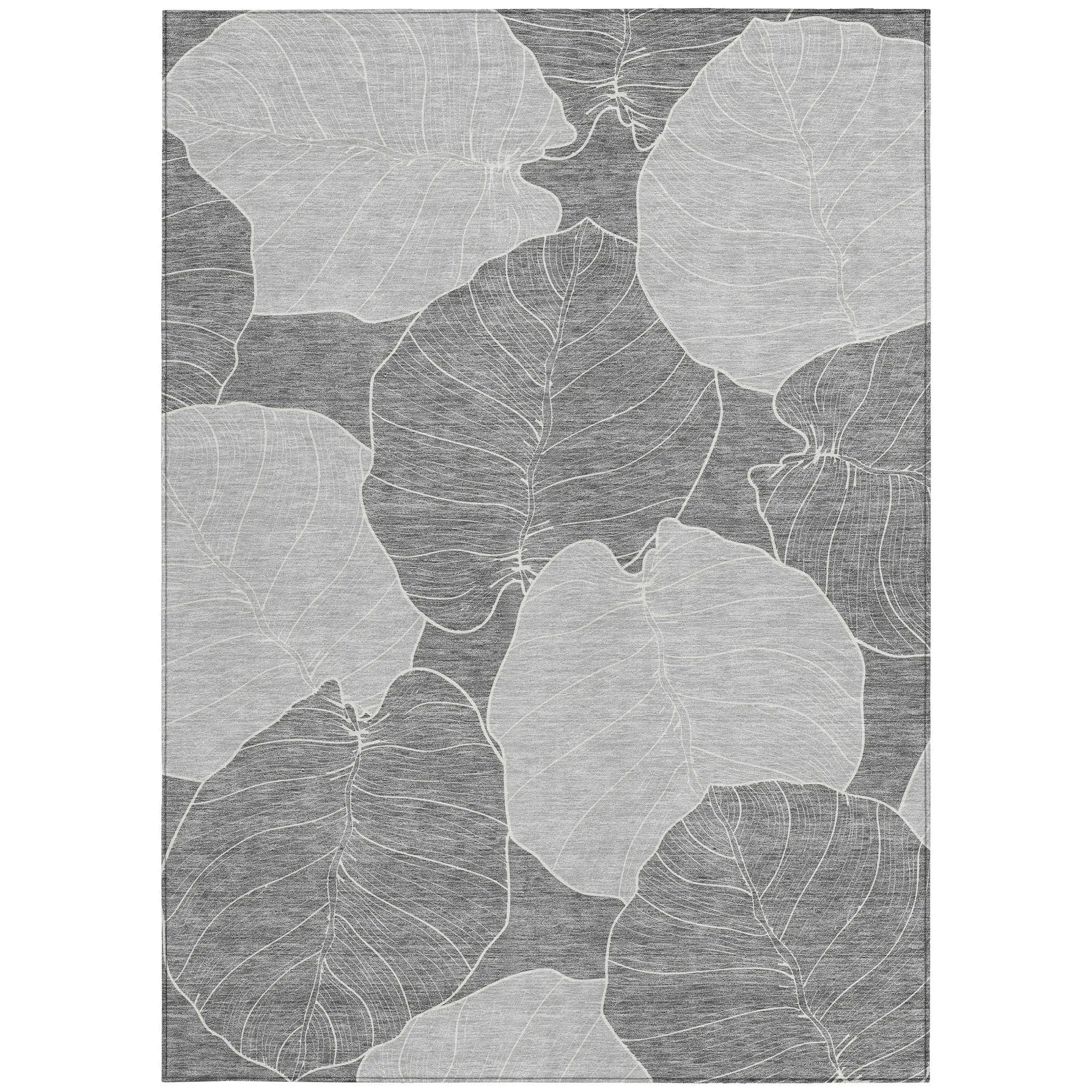 5' X 8' Gray And Ivory Floral Washable Indoor Outdoor Area Rug Homeroots Outdoor