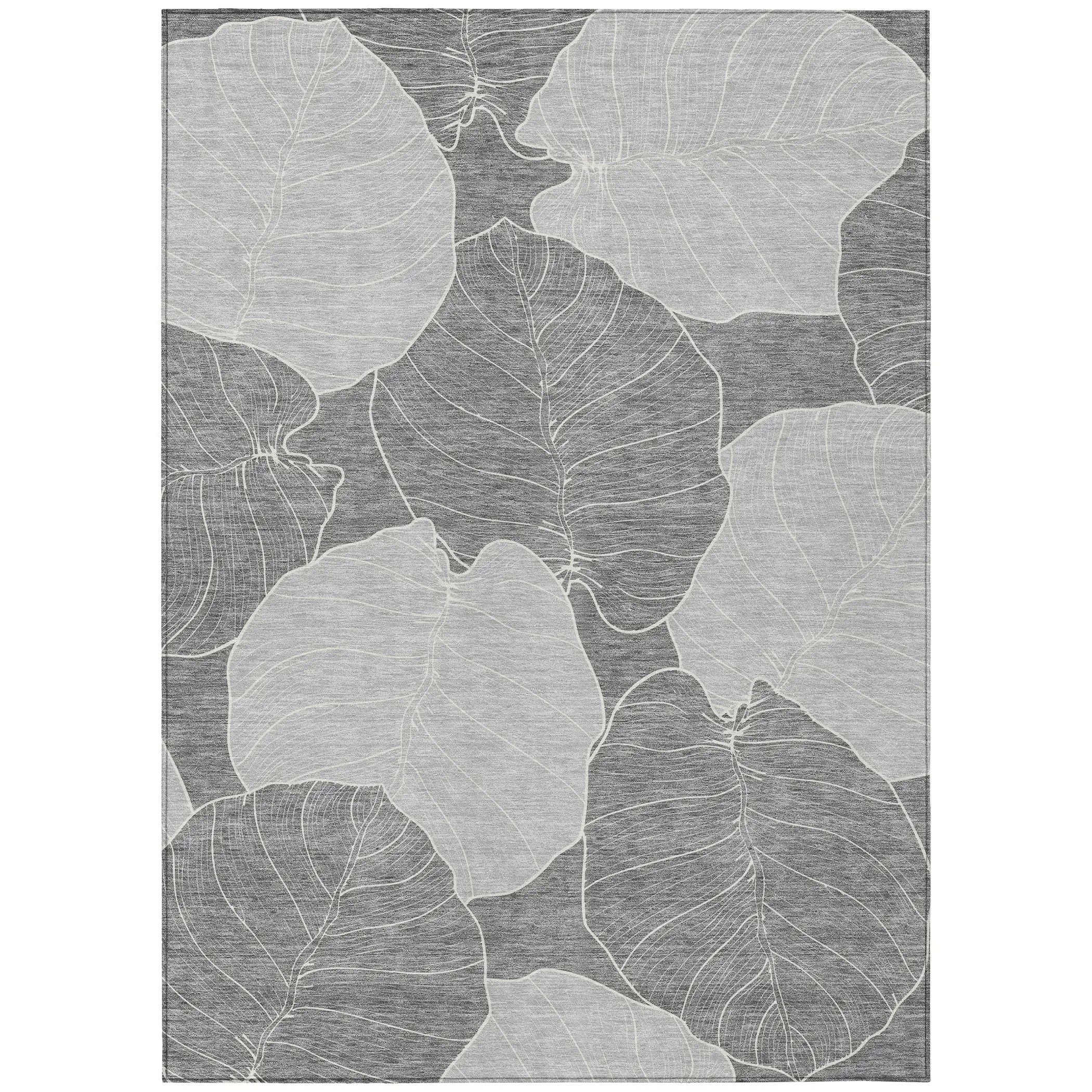5' X 8' Gray And Ivory Floral Washable Indoor Outdoor Area Rug Homeroots Outdoor