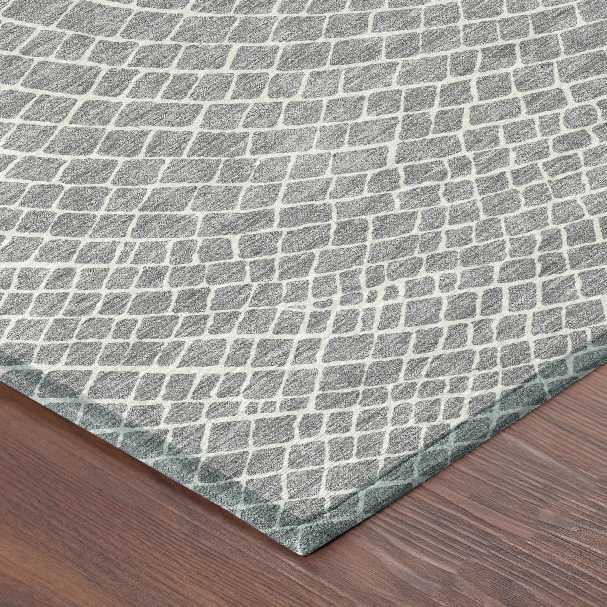 5' X 8' Gray And Ivory Geometric Washable Indoor Outdoor Area Rug Homeroots Outdoor