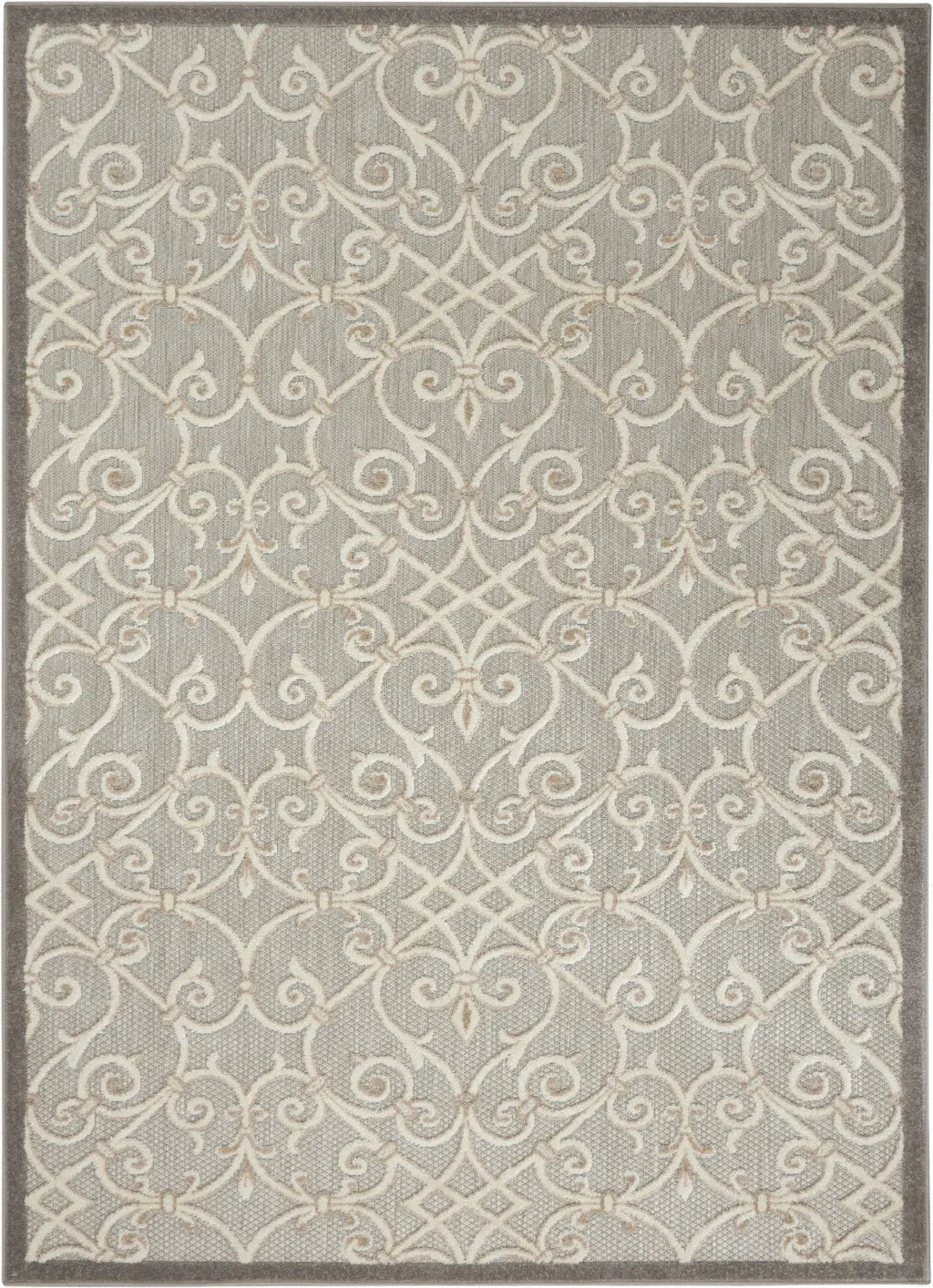5' X 8' Gray And Ivory Indoor Outdoor Area Rug Homeroots Outdoor
