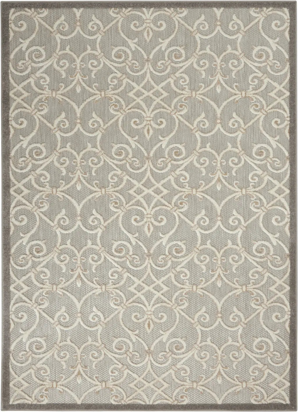 5' X 8' Gray And Ivory Indoor Outdoor Area Rug Homeroots Outdoor