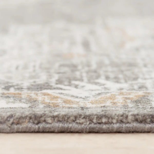 5' X 8' Gray And Ivory Medallion Hand Carved Handmade Area Rug Homeroots Home Decor