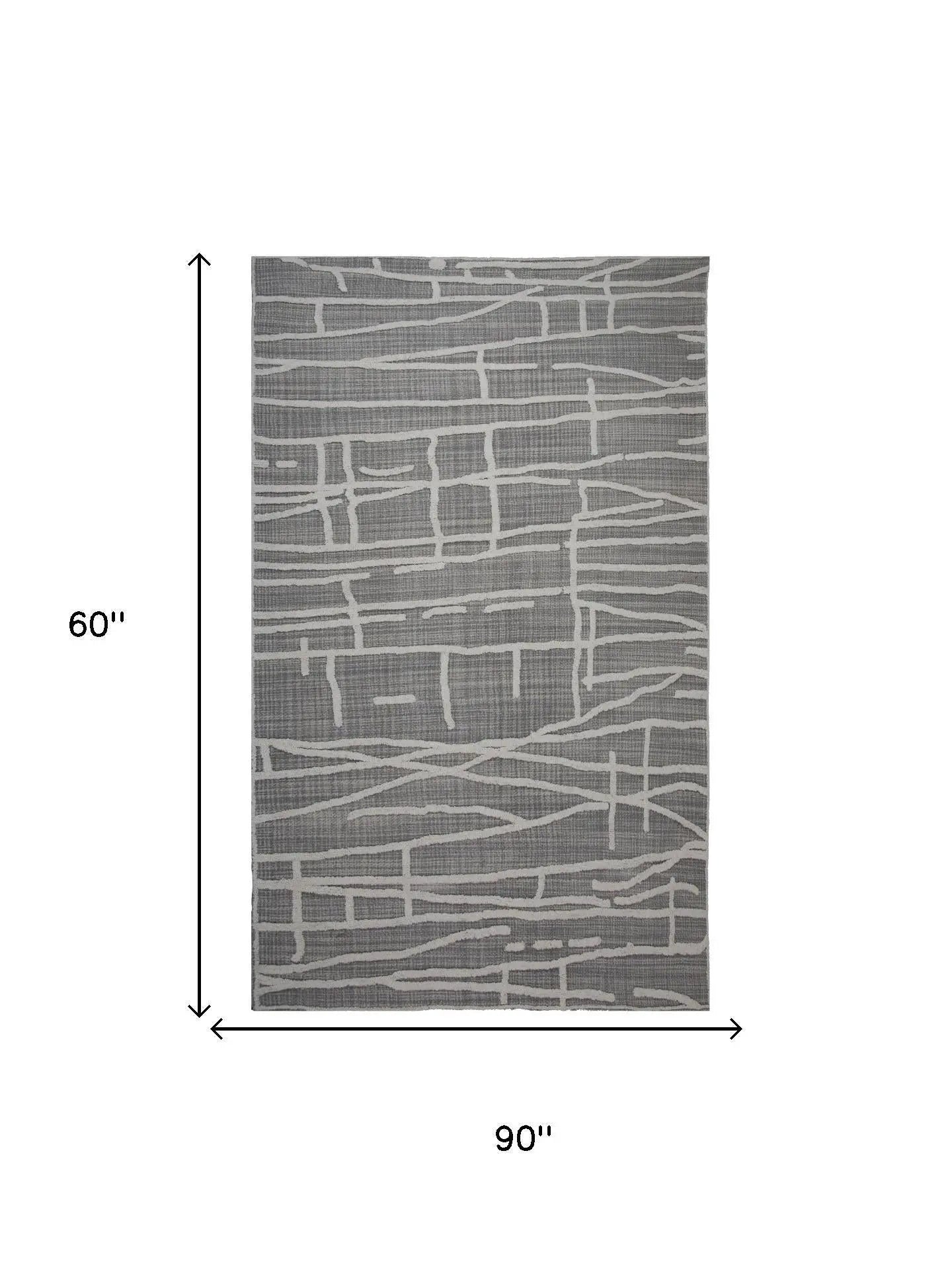 5' X 8' Gray And Ivory Wool Abstract Hand Tufted Area Rug Homeroots Home Decor