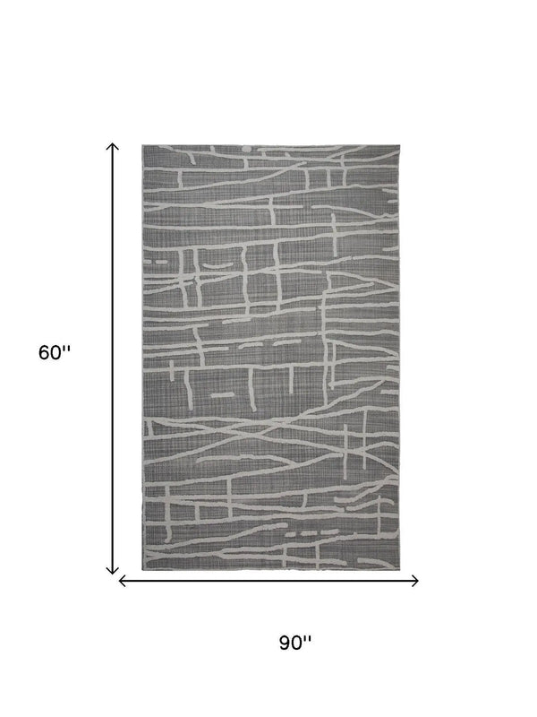 5' X 8' Gray And Ivory Wool Abstract Hand Tufted Area Rug Homeroots Home Decor