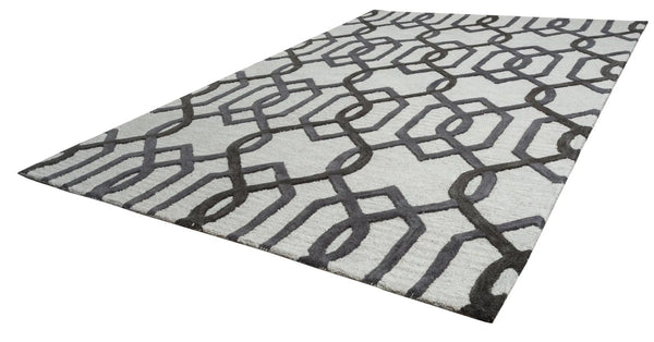 5' X 8' Gray And Ivory Wool Trellis Hand Tufted Area Rug Homeroots Home Decor
