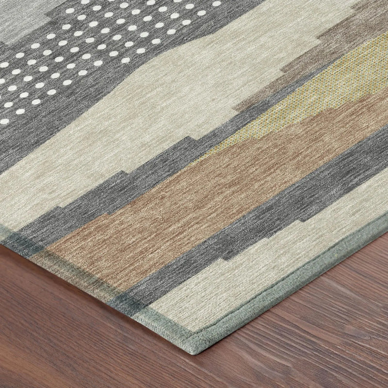 5' X 8' Gray And Pewter Abstract Washable Indoor Outdoor Area Rug Homeroots Outdoor