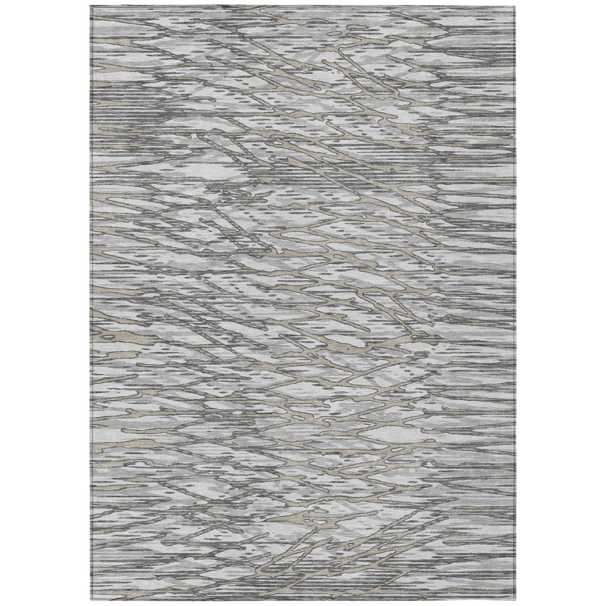 5' X 8' Gray And Pewter Abstract Washable Indoor Outdoor Area Rug Homeroots Outdoor