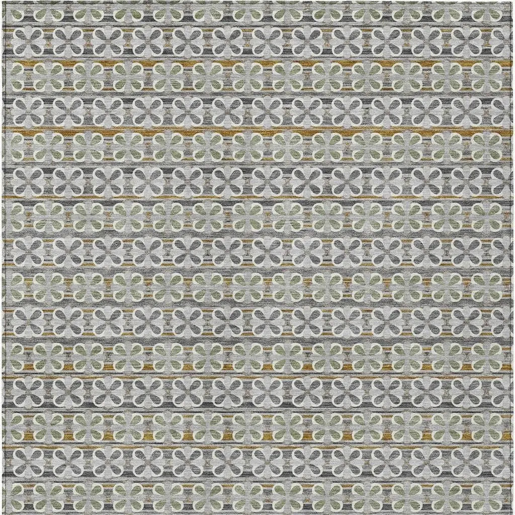 5' X 8' Gray And Pink Striped Washable Indoor Outdoor Area Rug Homeroots Outdoor