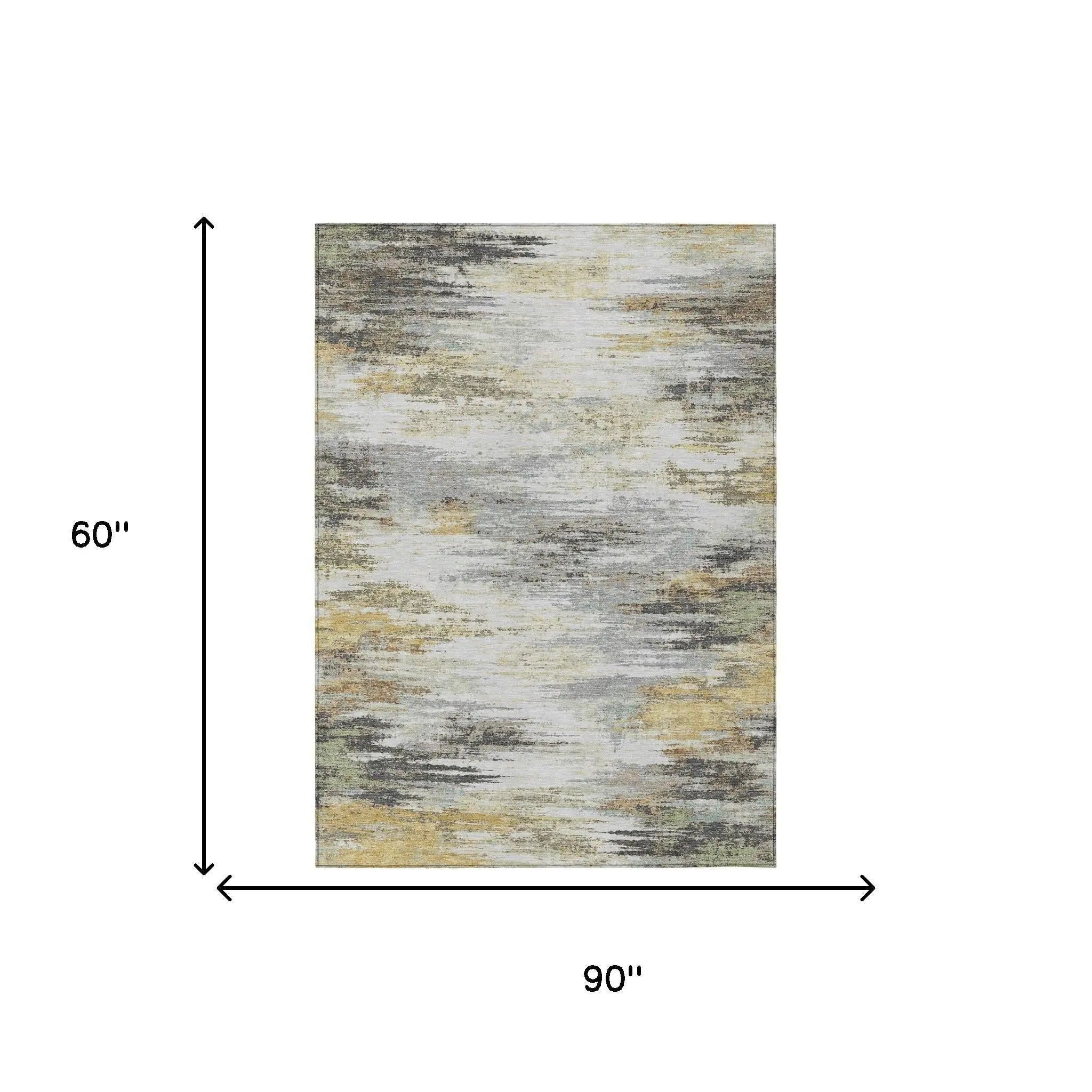 5' X 8' Gray And Silver Abstract Washable Indoor Outdoor Area Rug Homeroots Outdoor