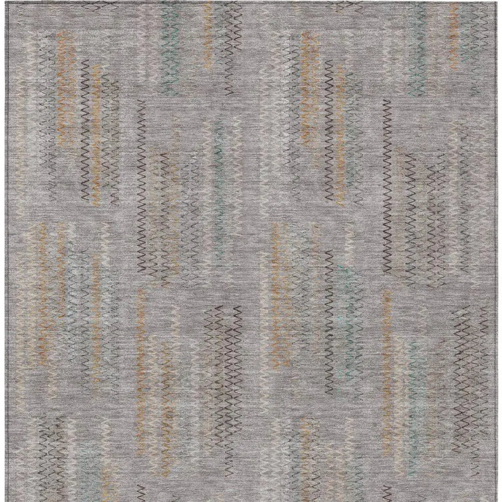 5' X 8' Gray And Silver Abstract Washable Indoor Outdoor Area Rug Homeroots Outdoor