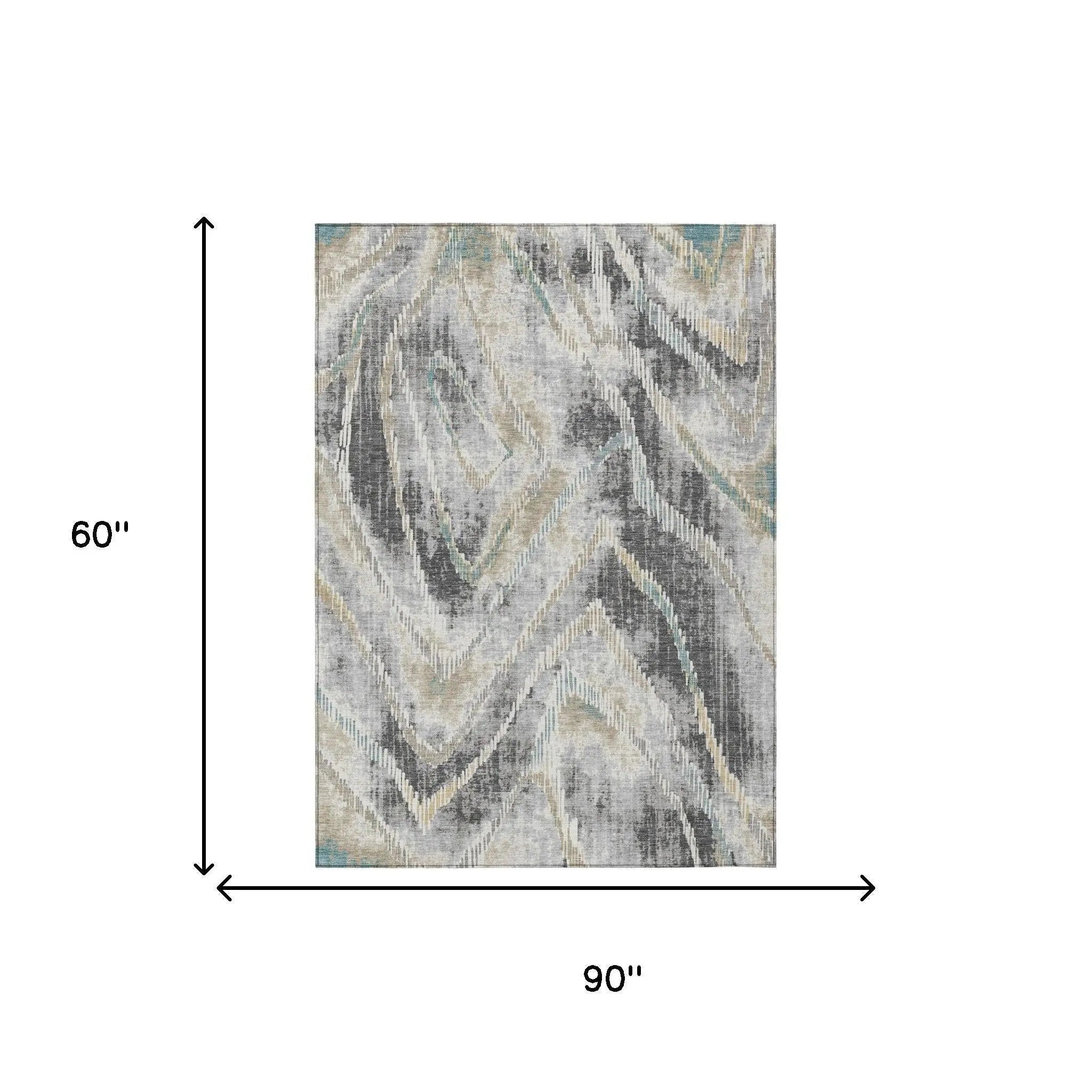 5' X 8' Gray And Silver Abstract Washable Indoor Outdoor Area Rug Homeroots Outdoor