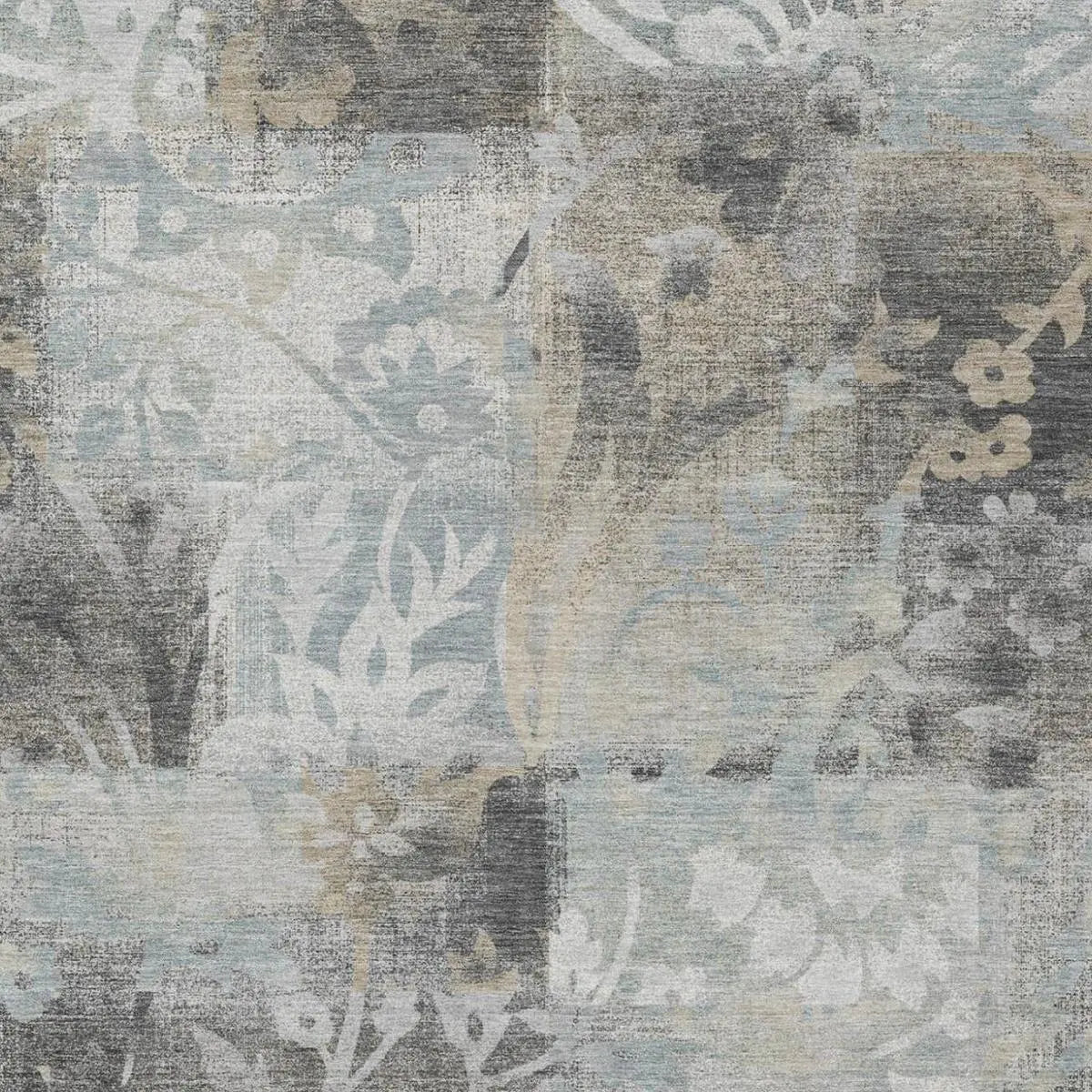 5' X 8' Gray And Silver Botanical Leaves Washable Indoor Outdoor Area Rug Homeroots Outdoor