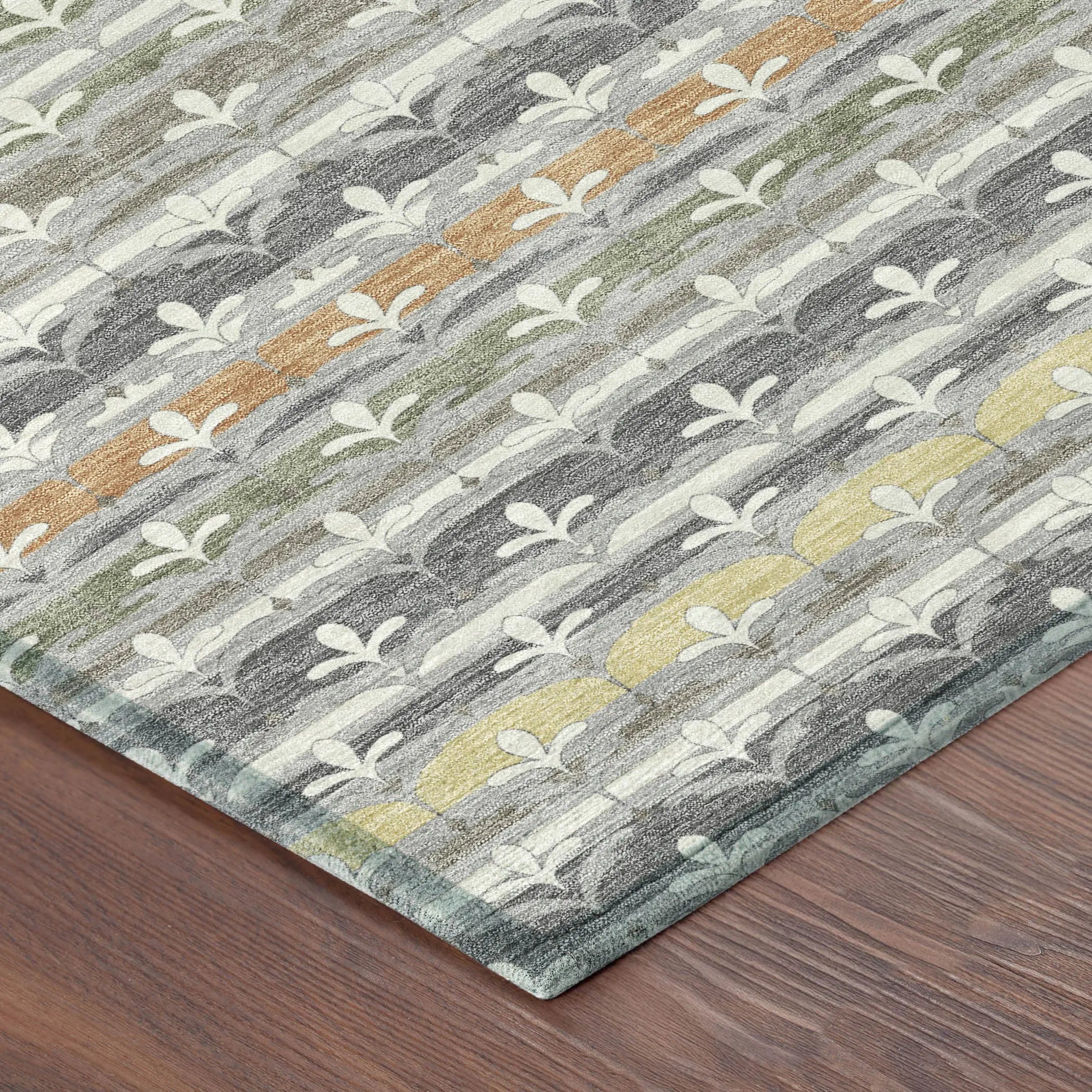5' X 8' Gray And Silver Damask Washable Indoor Outdoor Area Rug Homeroots Outdoor