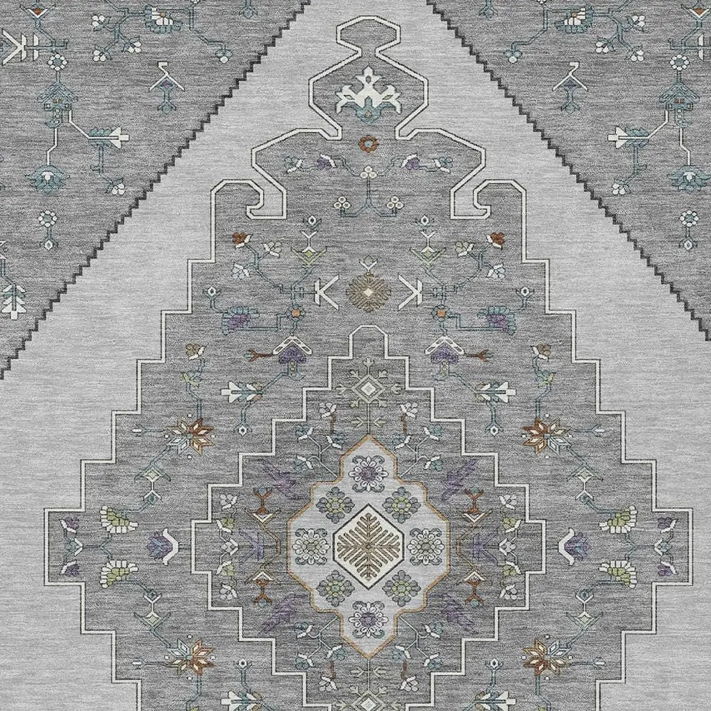 5' X 8' Gray And Silver Geometric Washable Indoor Outdoor Area Rug Homeroots Outdoor