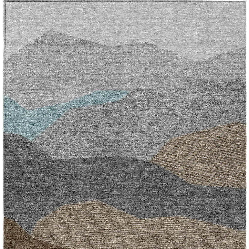 5' X 8' Gray And Silver Geometric Washable Indoor Outdoor Area Rug Homeroots Outdoor