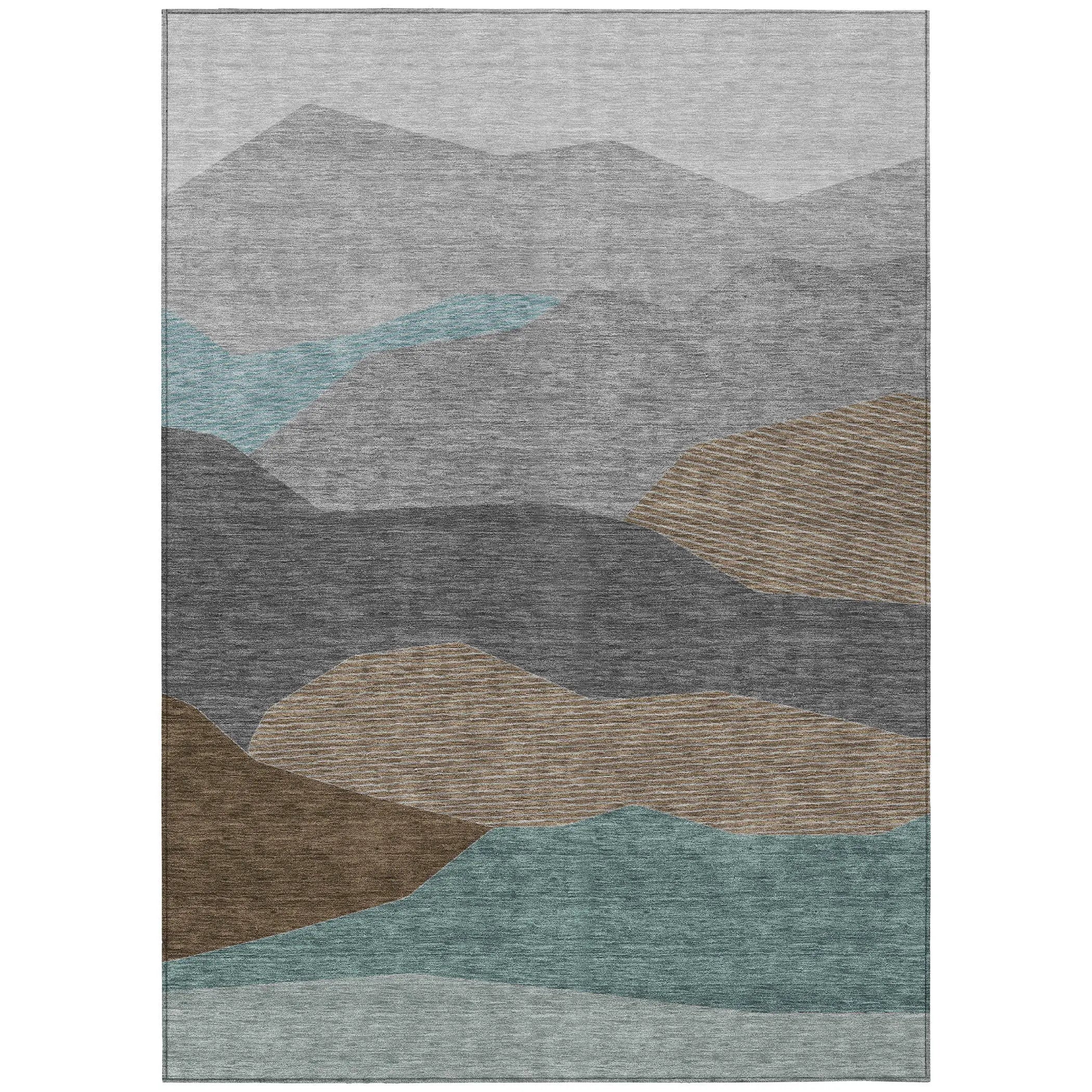 5' X 8' Gray And Silver Geometric Washable Indoor Outdoor Area Rug Homeroots Outdoor