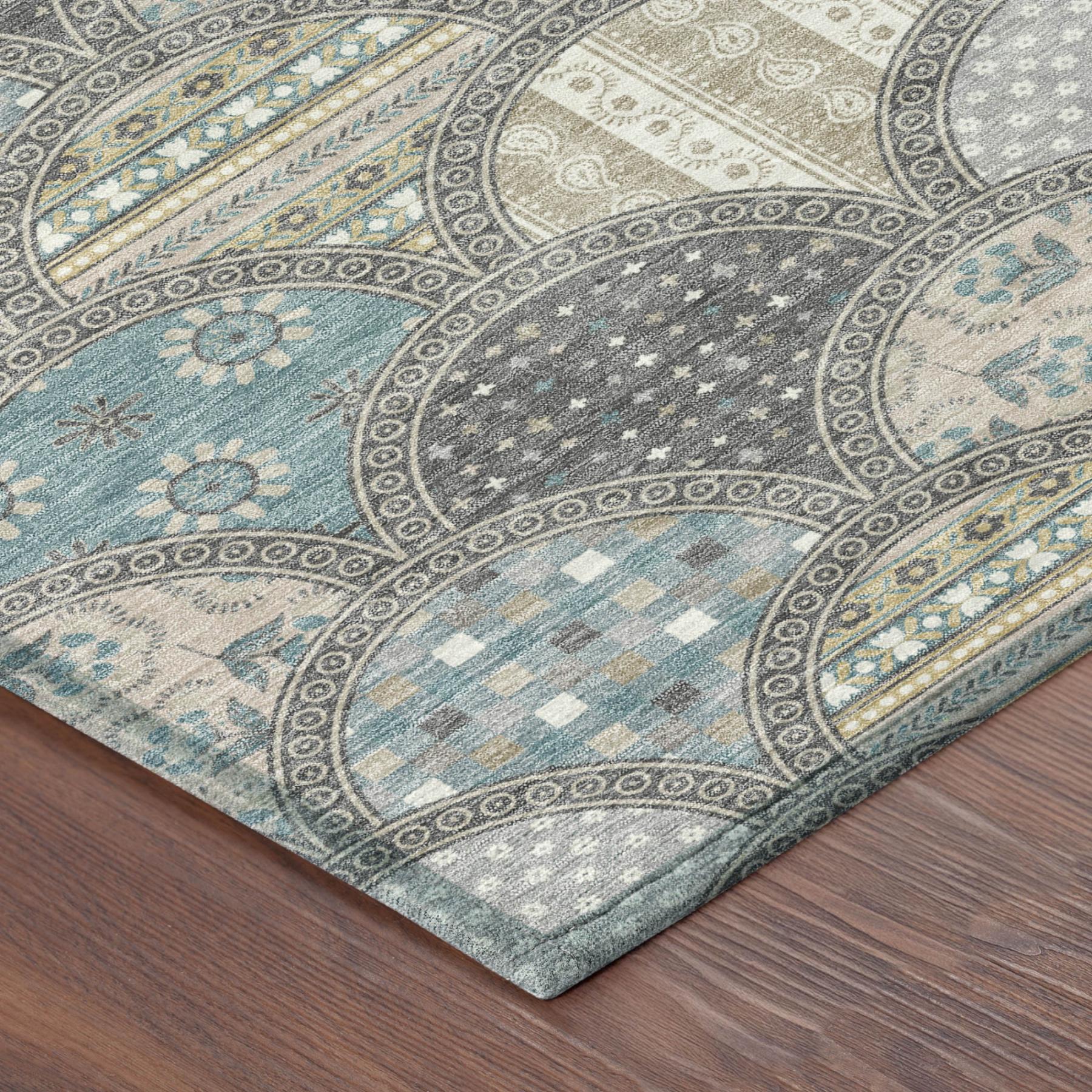 5' X 8' Gray And Silver Geometric Washable Indoor Outdoor Area Rug Homeroots Outdoor