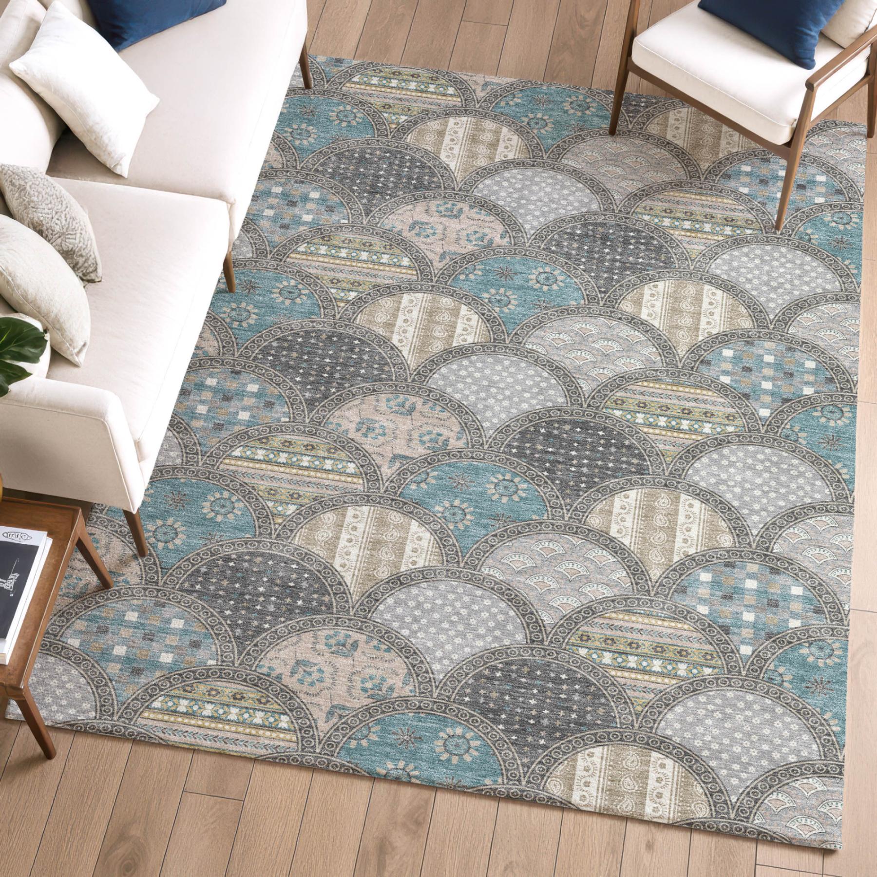 5' X 8' Gray And Silver Geometric Washable Indoor Outdoor Area Rug Homeroots Outdoor