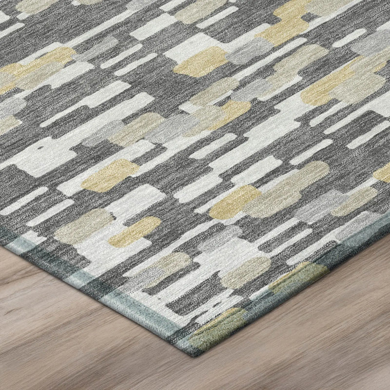 5' X 8' Gray And Silver Geometric Washable Indoor Outdoor Area Rug Homeroots Outdoor