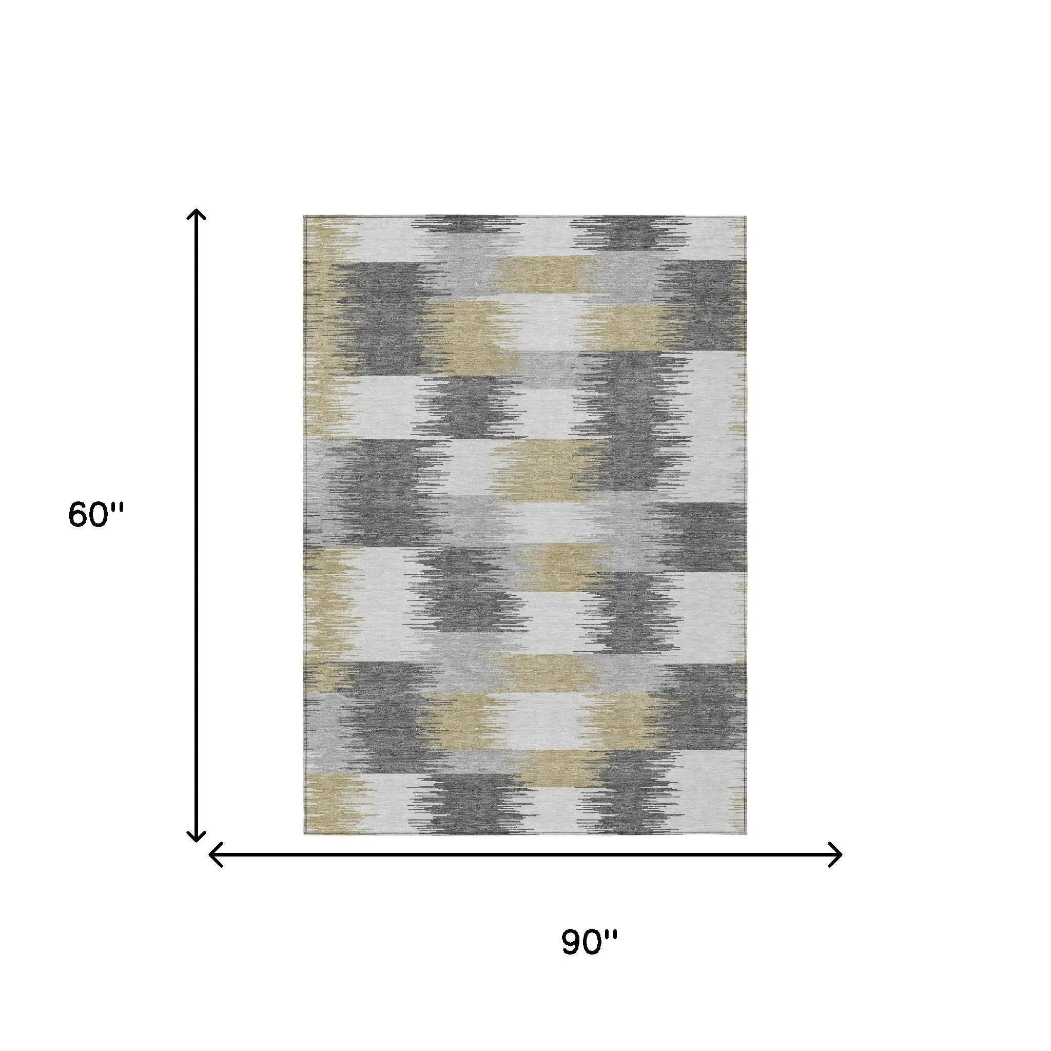5' X 8' Gray And Silver Geometric Washable Indoor Outdoor Area Rug Homeroots Outdoor
