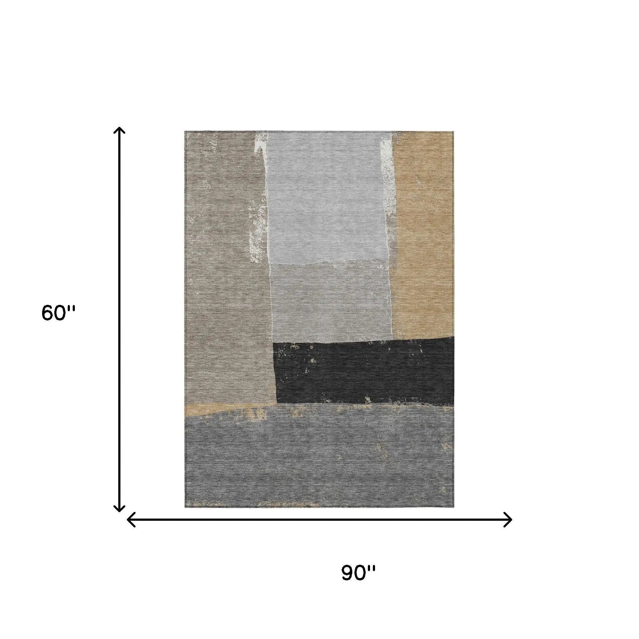 5' X 8' Gray And Silver Geometric Washable Indoor Outdoor Area Rug Homeroots Outdoor