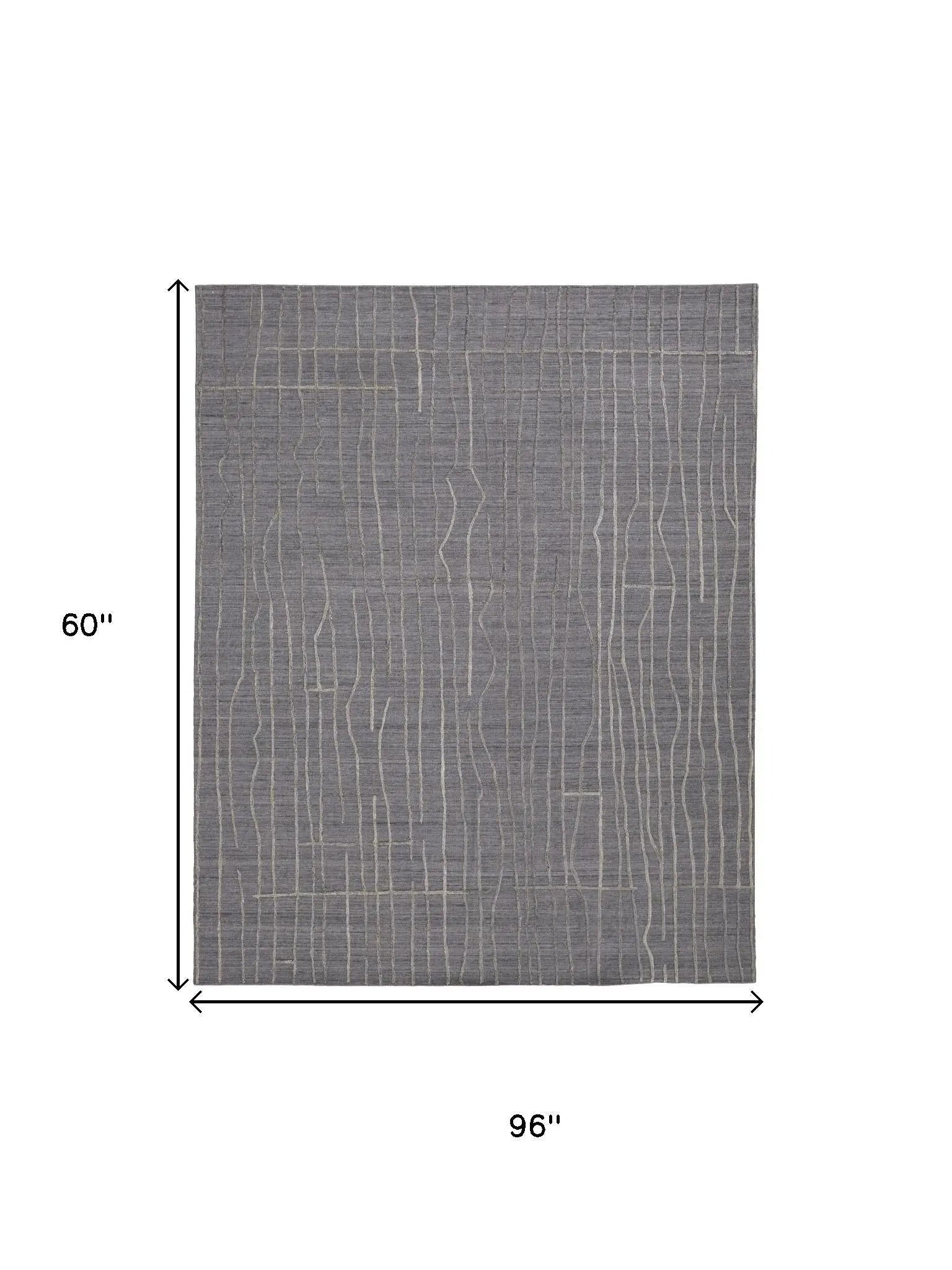 5' X 8' Gray And Silver Hand Woven Area Rug Homeroots Home Decor