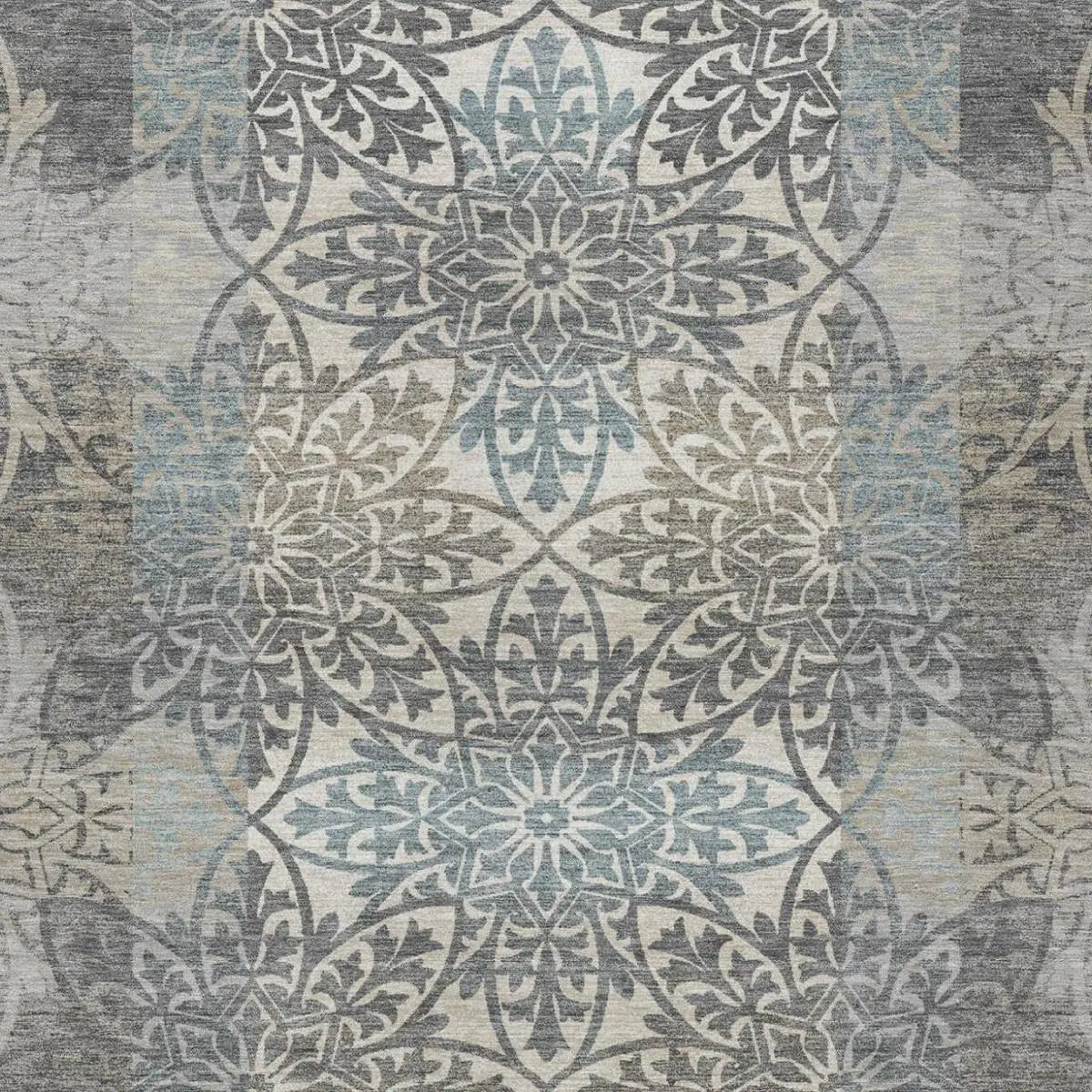 5' X 8' Gray And Silver Oriental Washable Indoor Outdoor Area Rug Homeroots Outdoor