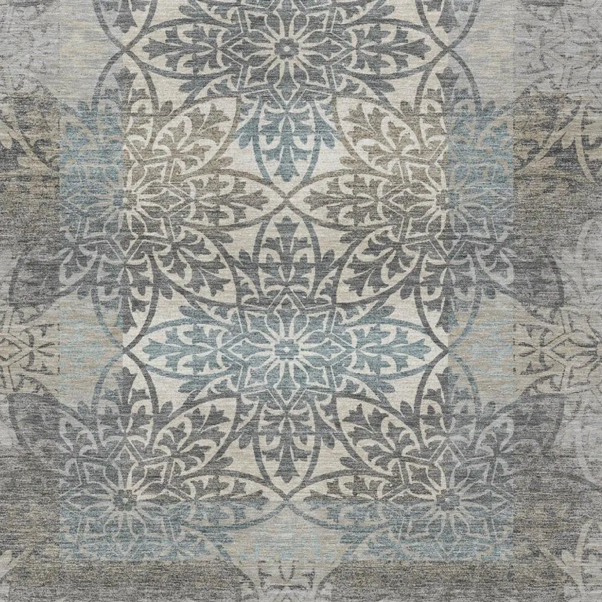 5' X 8' Gray And Silver Oriental Washable Indoor Outdoor Area Rug Homeroots Outdoor