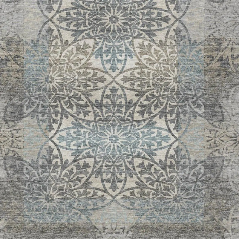 5' X 8' Gray And Silver Oriental Washable Indoor Outdoor Area Rug Homeroots Outdoor