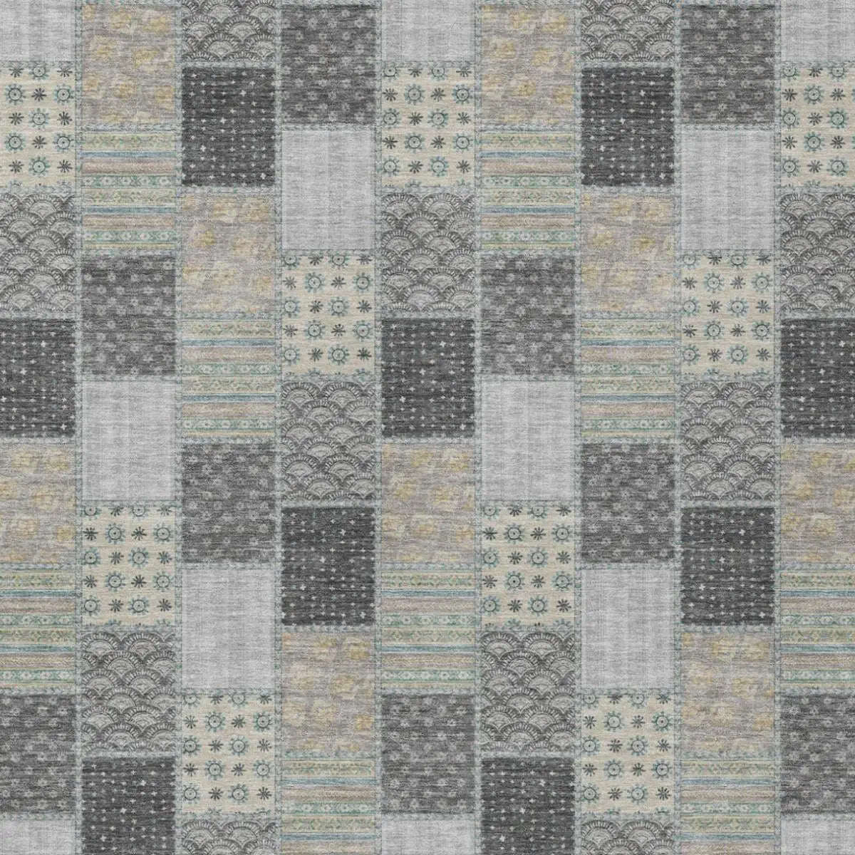 5' X 8' Gray And Silver Patchwork Washable Indoor Outdoor Area Rug Homeroots Outdoor