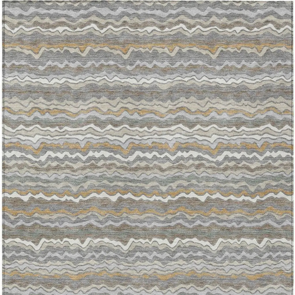 5' X 8' Gray And Silver Striped Washable Indoor Outdoor Area Rug Homeroots Outdoor