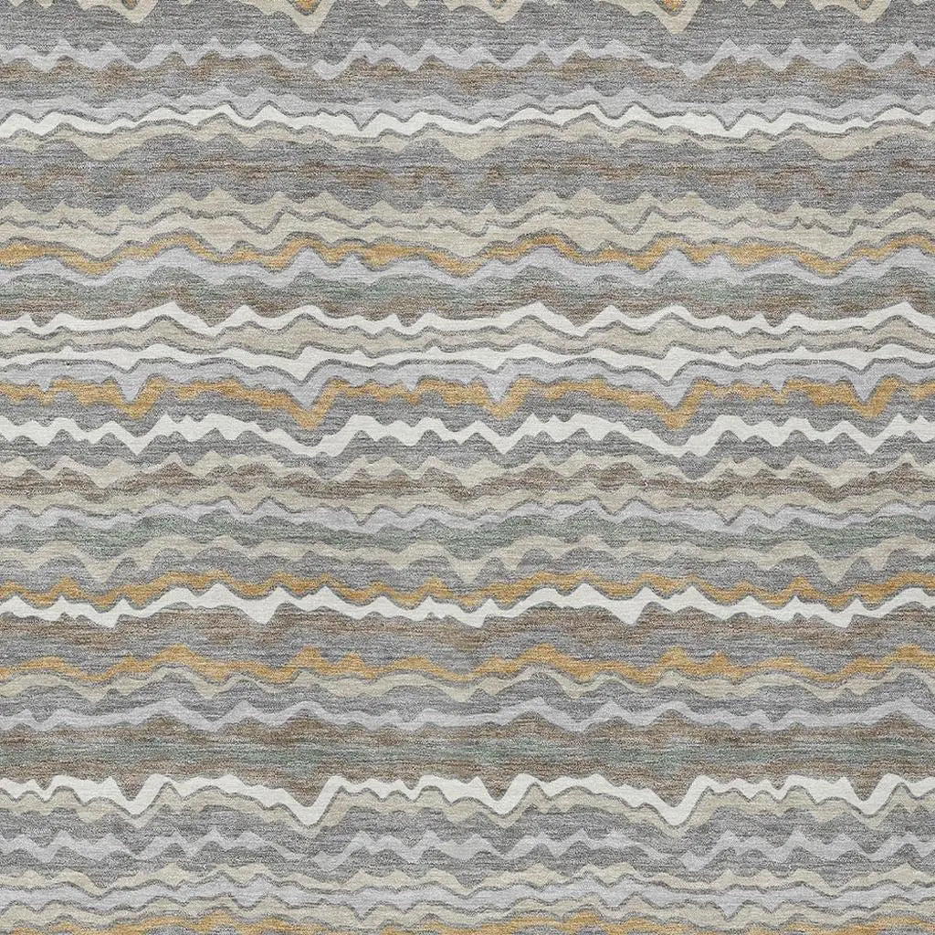 5' X 8' Gray And Silver Striped Washable Indoor Outdoor Area Rug Homeroots Outdoor