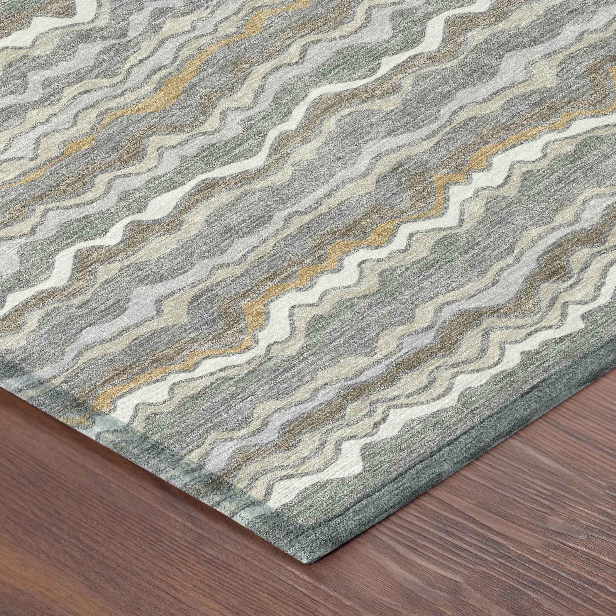 5' X 8' Gray And Silver Striped Washable Indoor Outdoor Area Rug Homeroots Outdoor